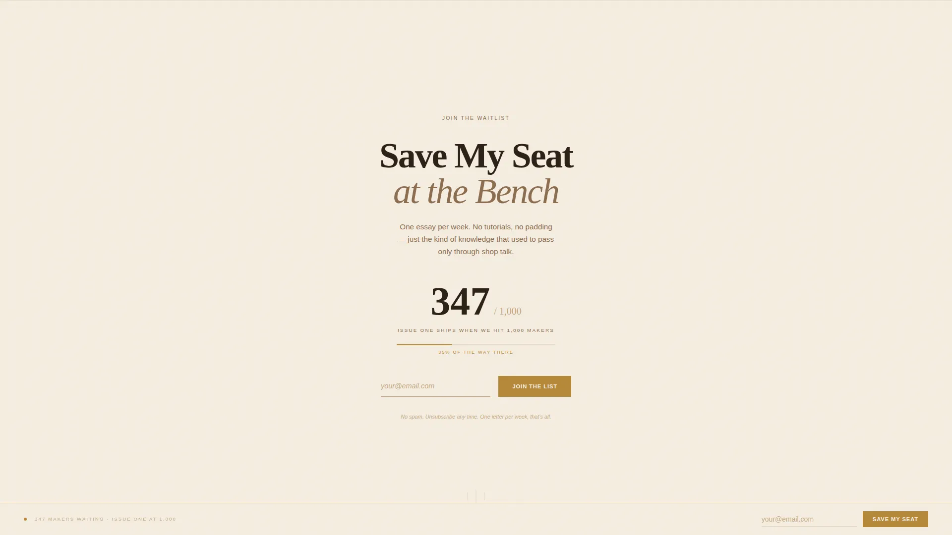 Artisan Leatherworking Newsletter Landing Page Template