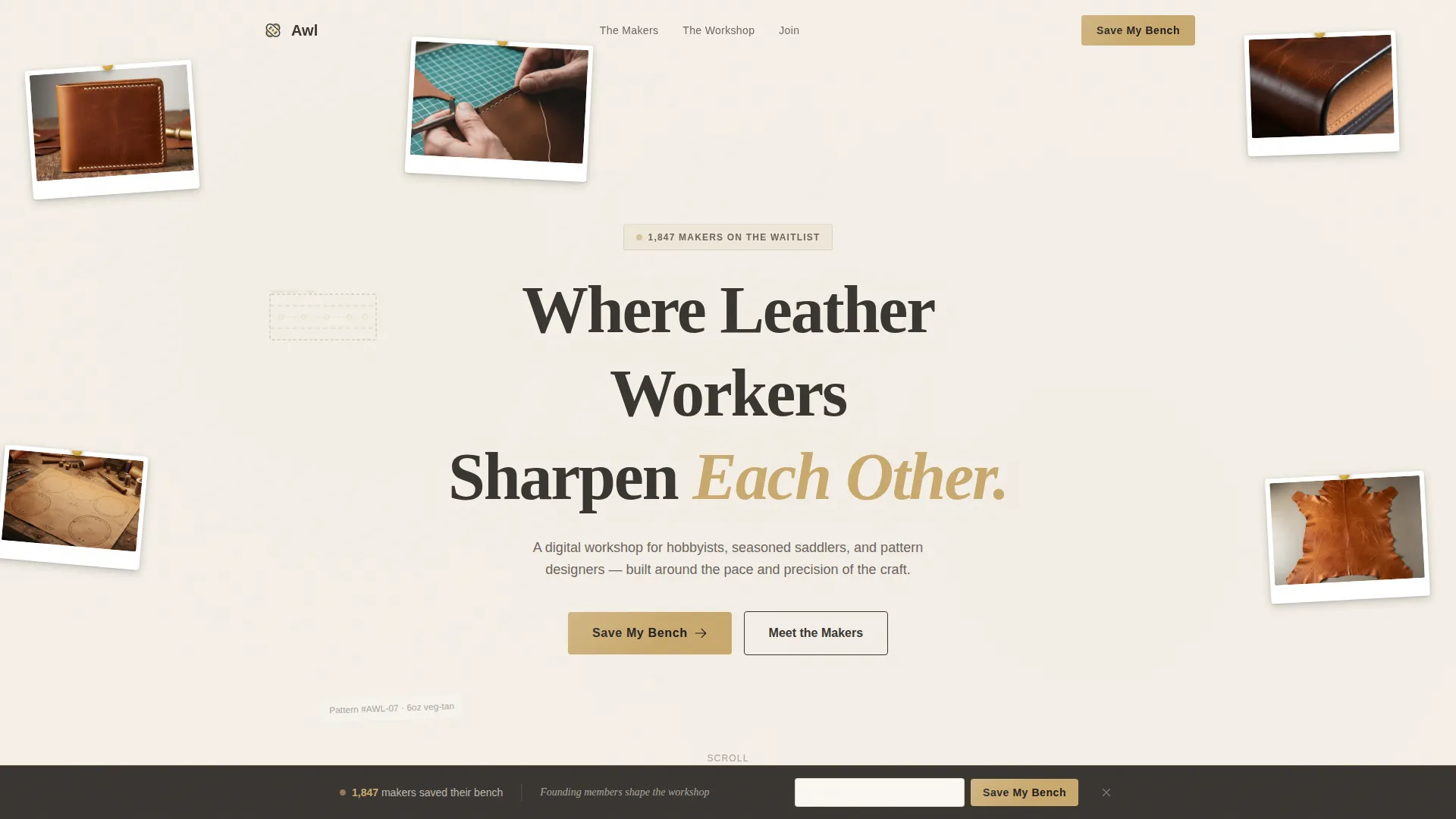 Artisan Leatherworking Community Landing Page Template