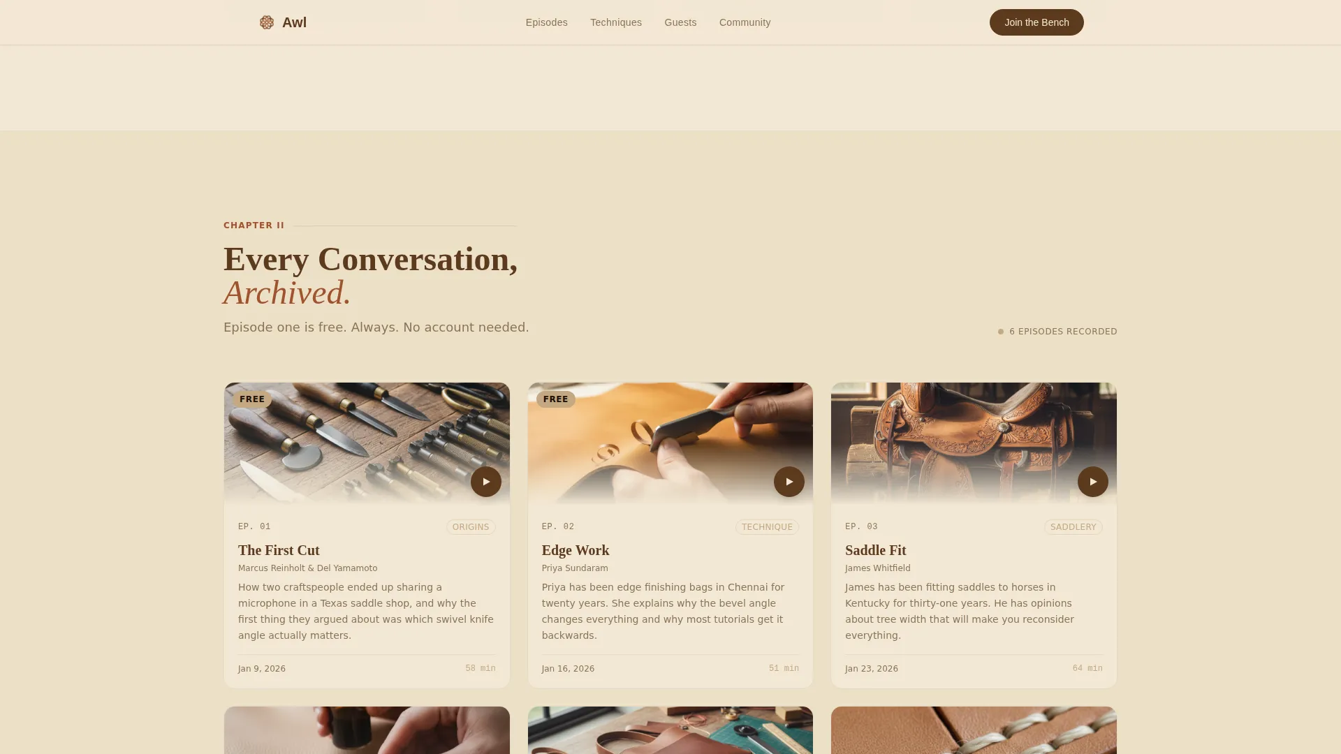 Leatherworking Podcast Landing Page Template