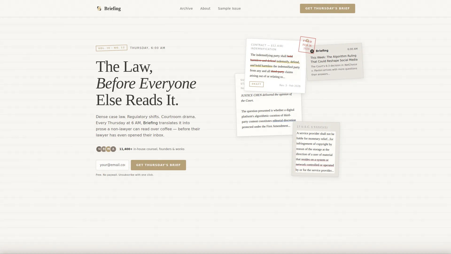 Authoritative Legal Newsletter Landing Page Template
