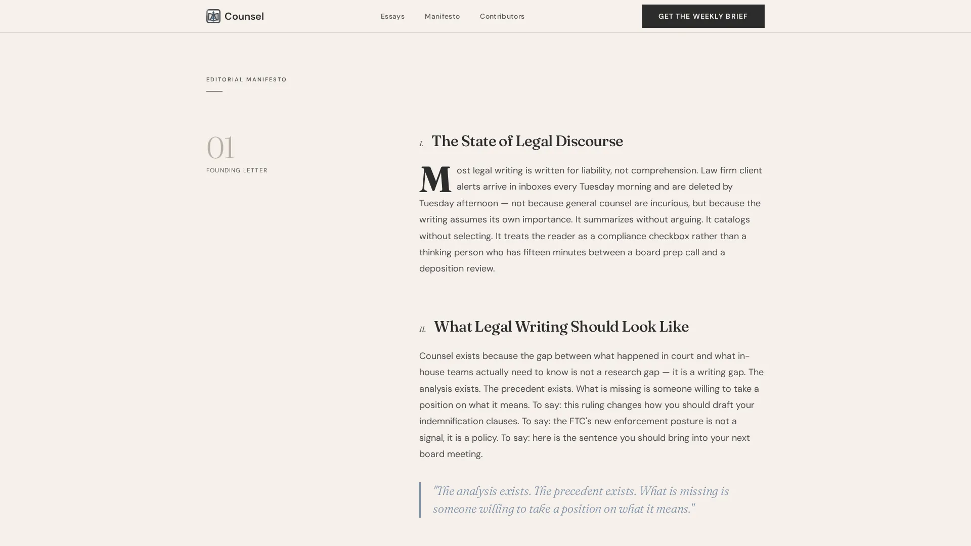 Legal Thought Leadership Editorial Landing Page