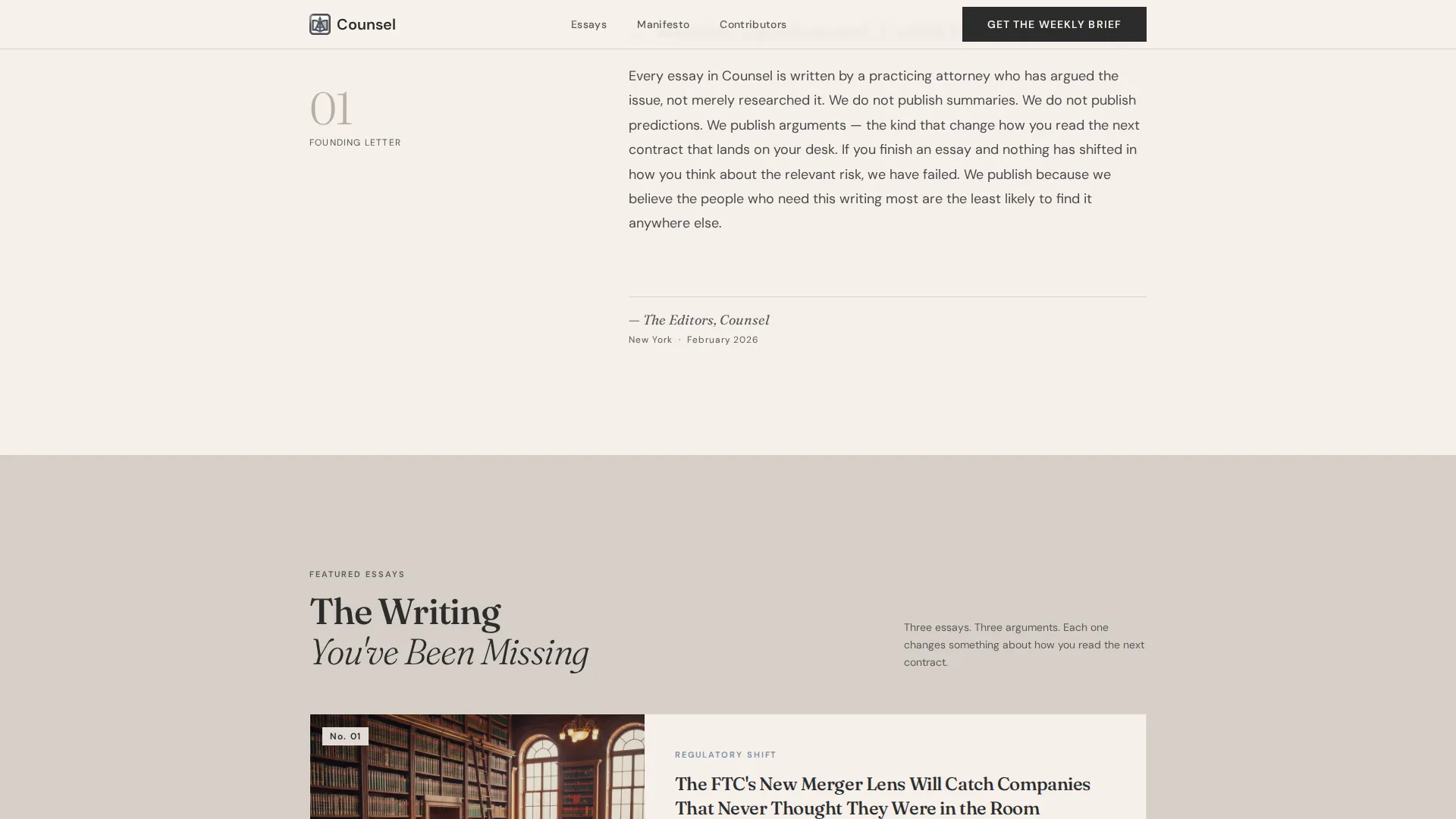 Legal Thought Leadership Editorial Landing Page