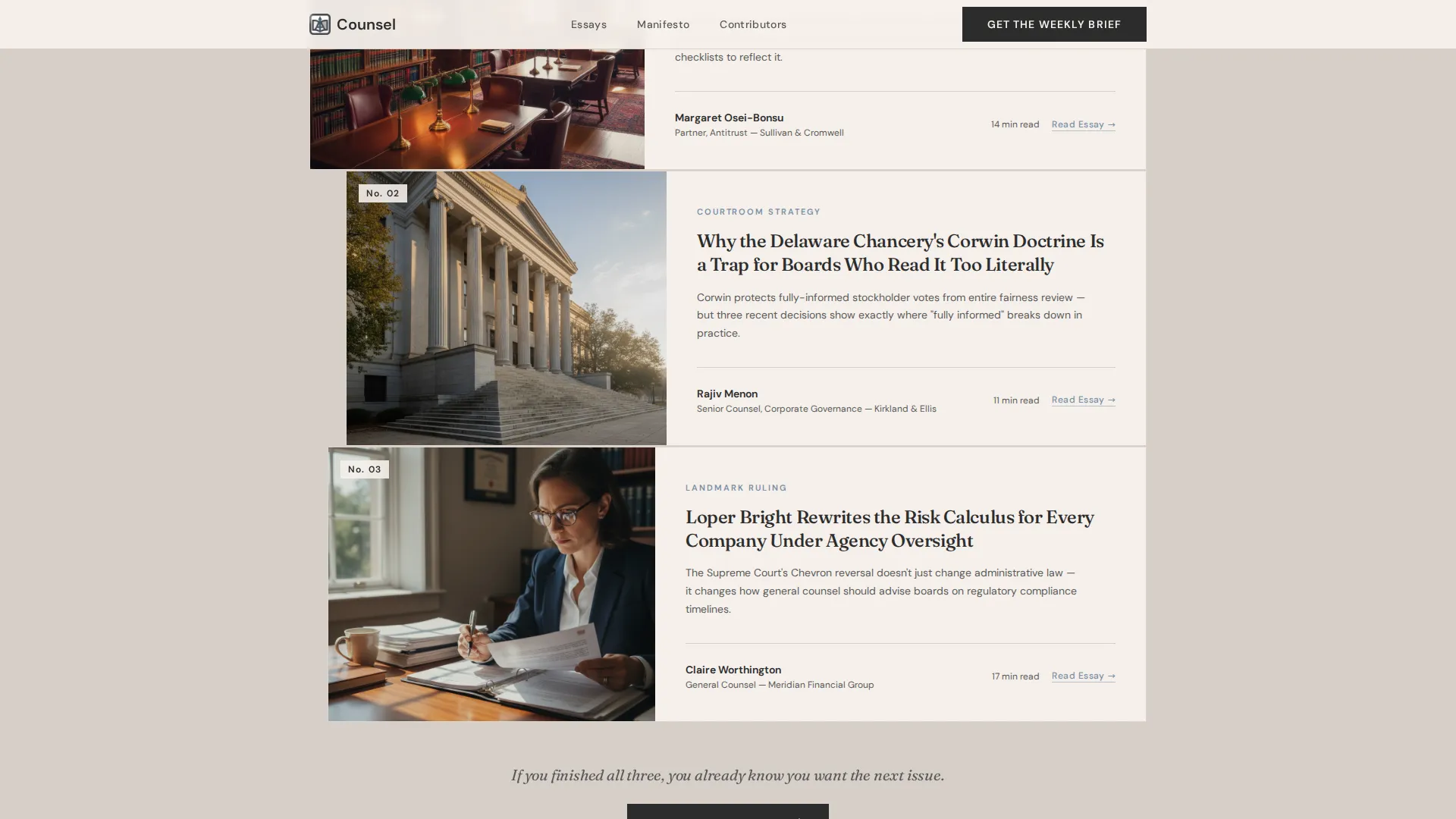 Legal Thought Leadership Editorial Landing Page