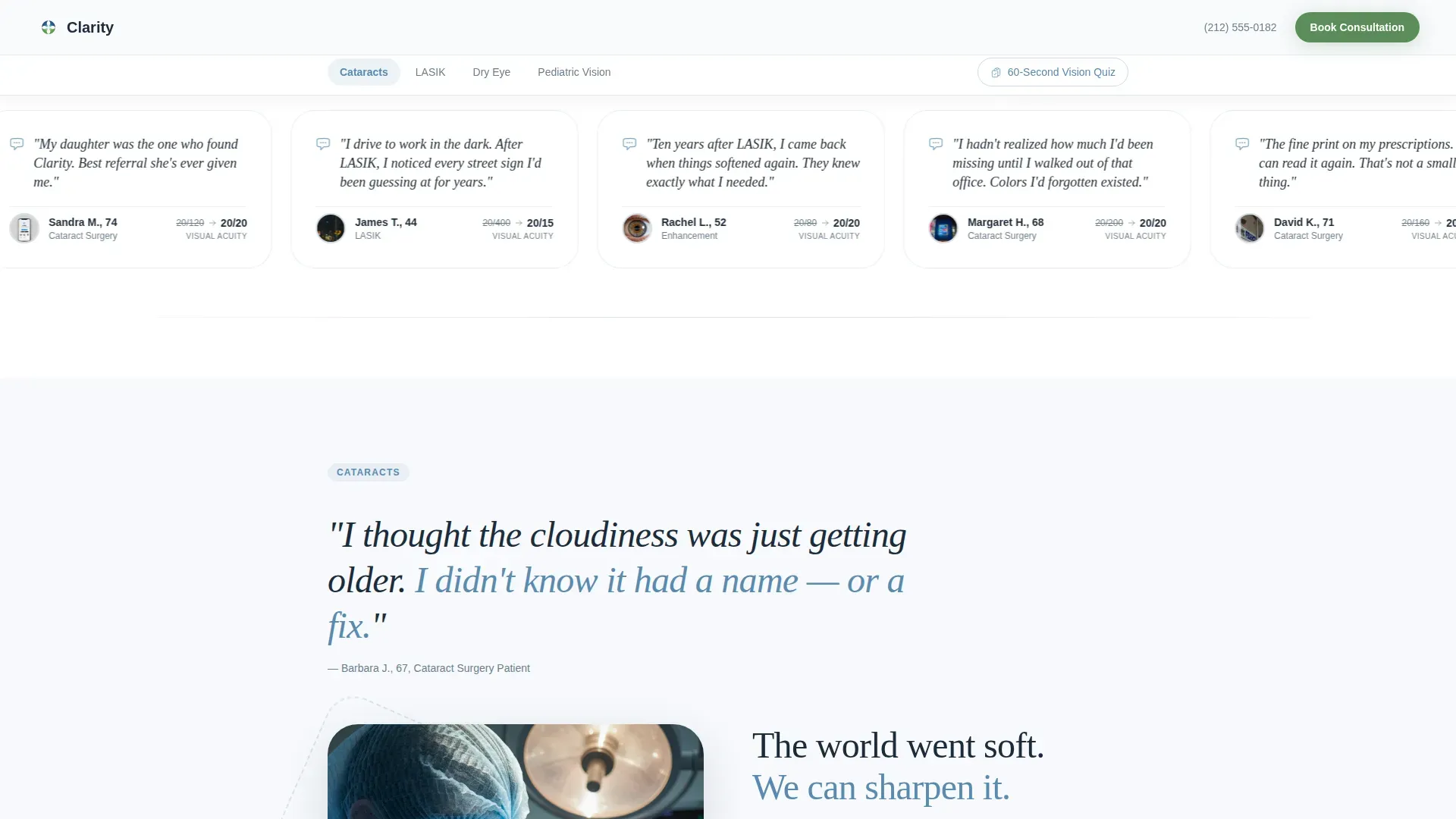 Eye Care & Optometry Specialist Booking Website Template