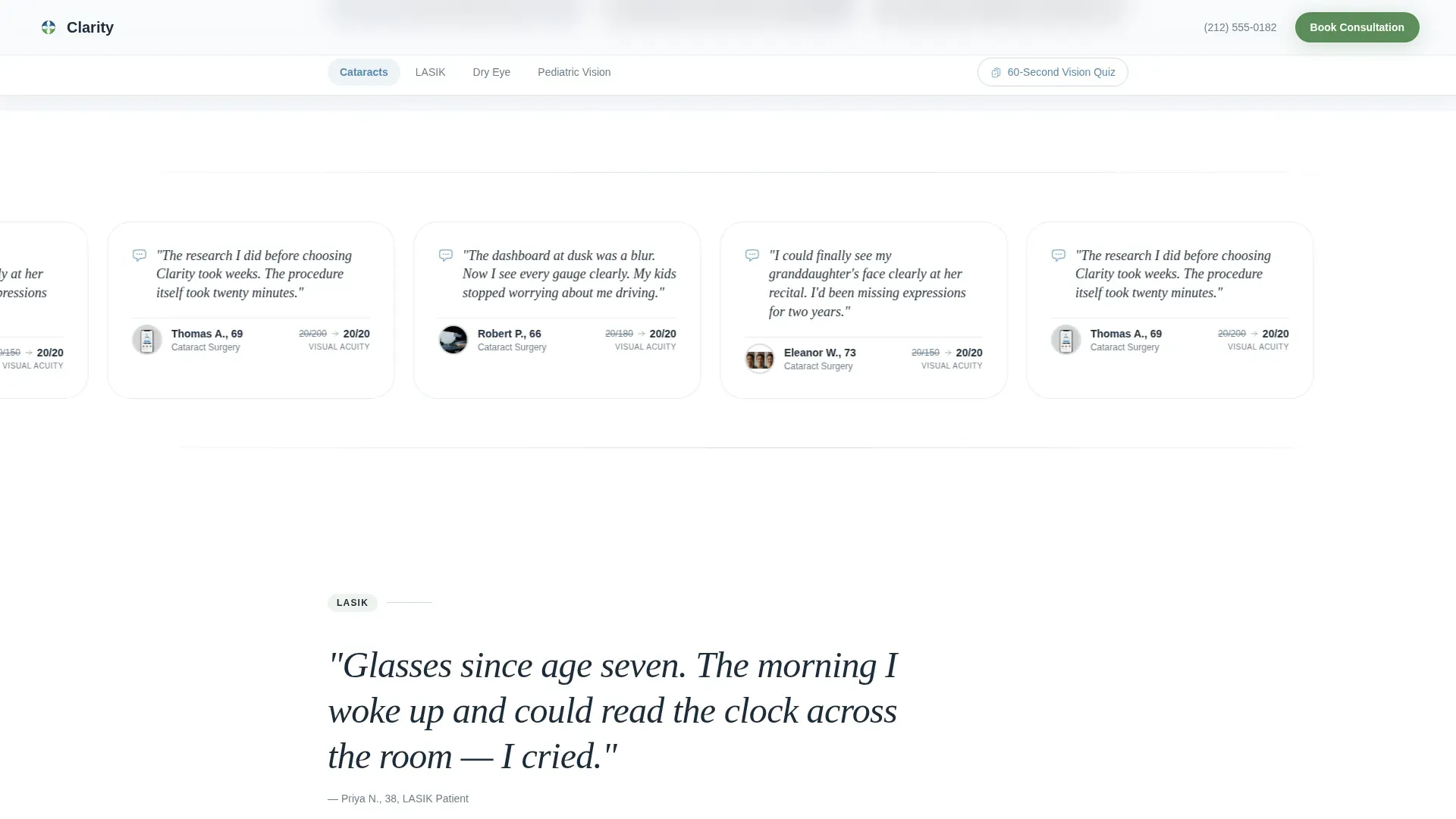 Eye Care & Optometry Specialist Booking Website Template