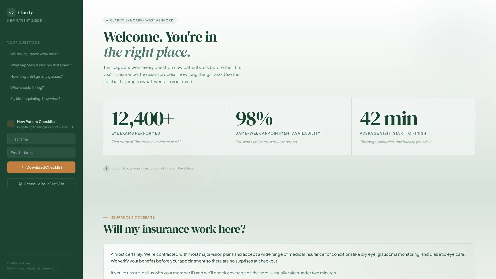 Optometrist FAQ Website Template