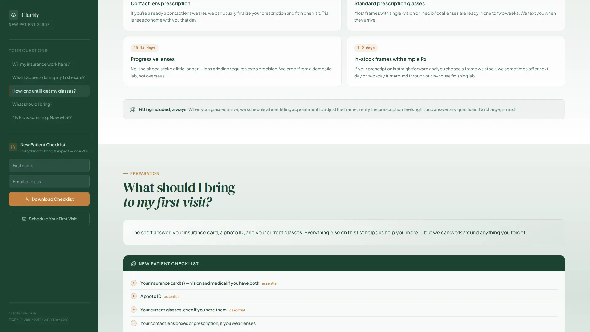 Optometrist FAQ Website Template