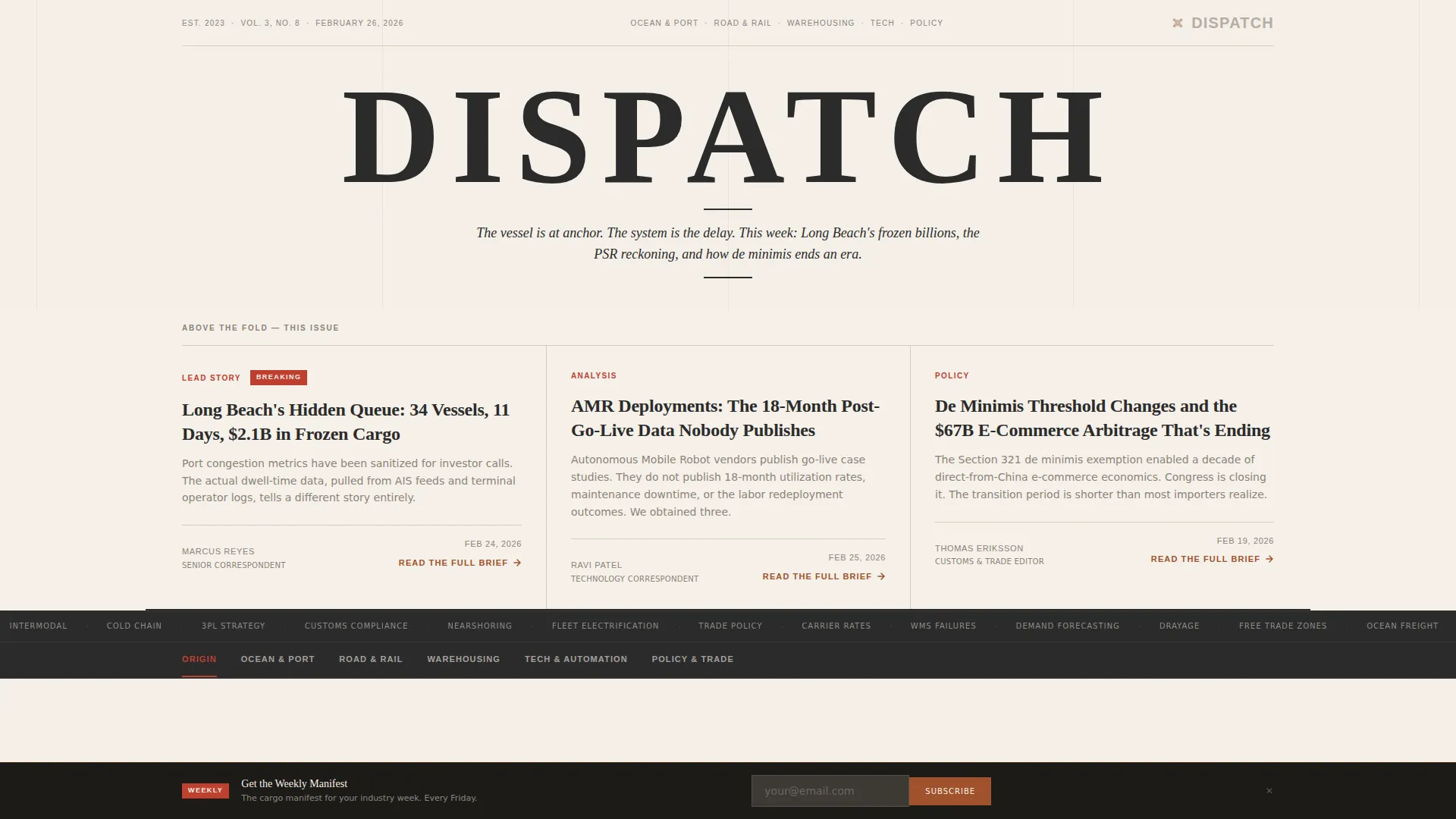 Investigative Logistics Blog Landing Page Template