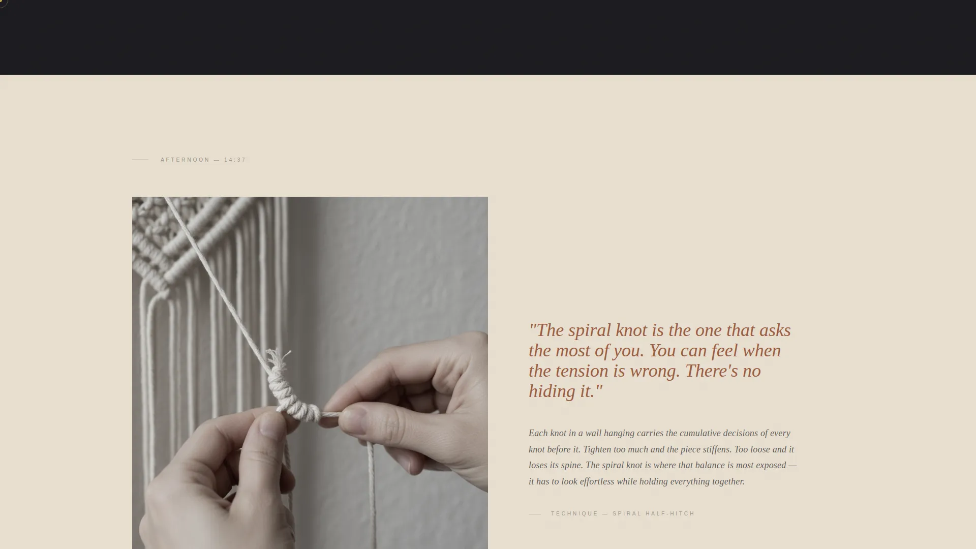 Cinematic Fiber Art Editorial Landing Page Template