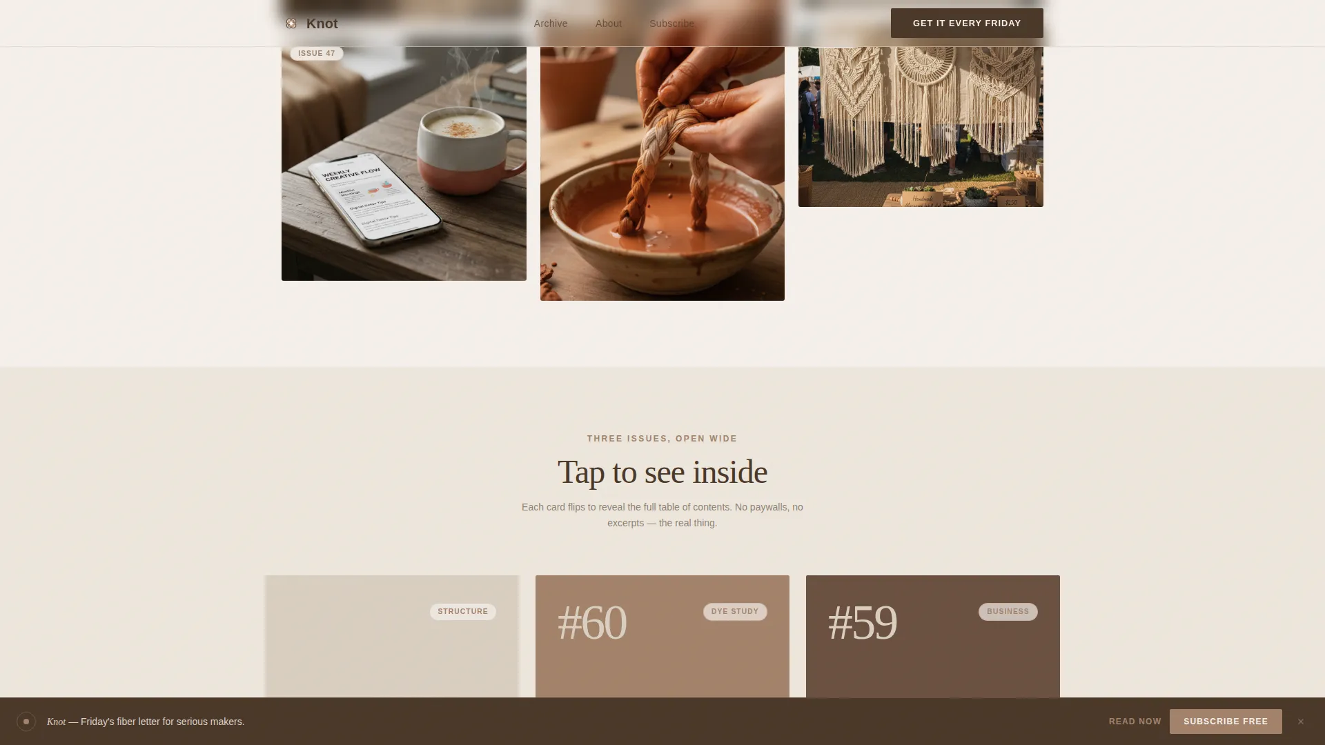 Artisan Fiber Art Newsletter Landing Page Template