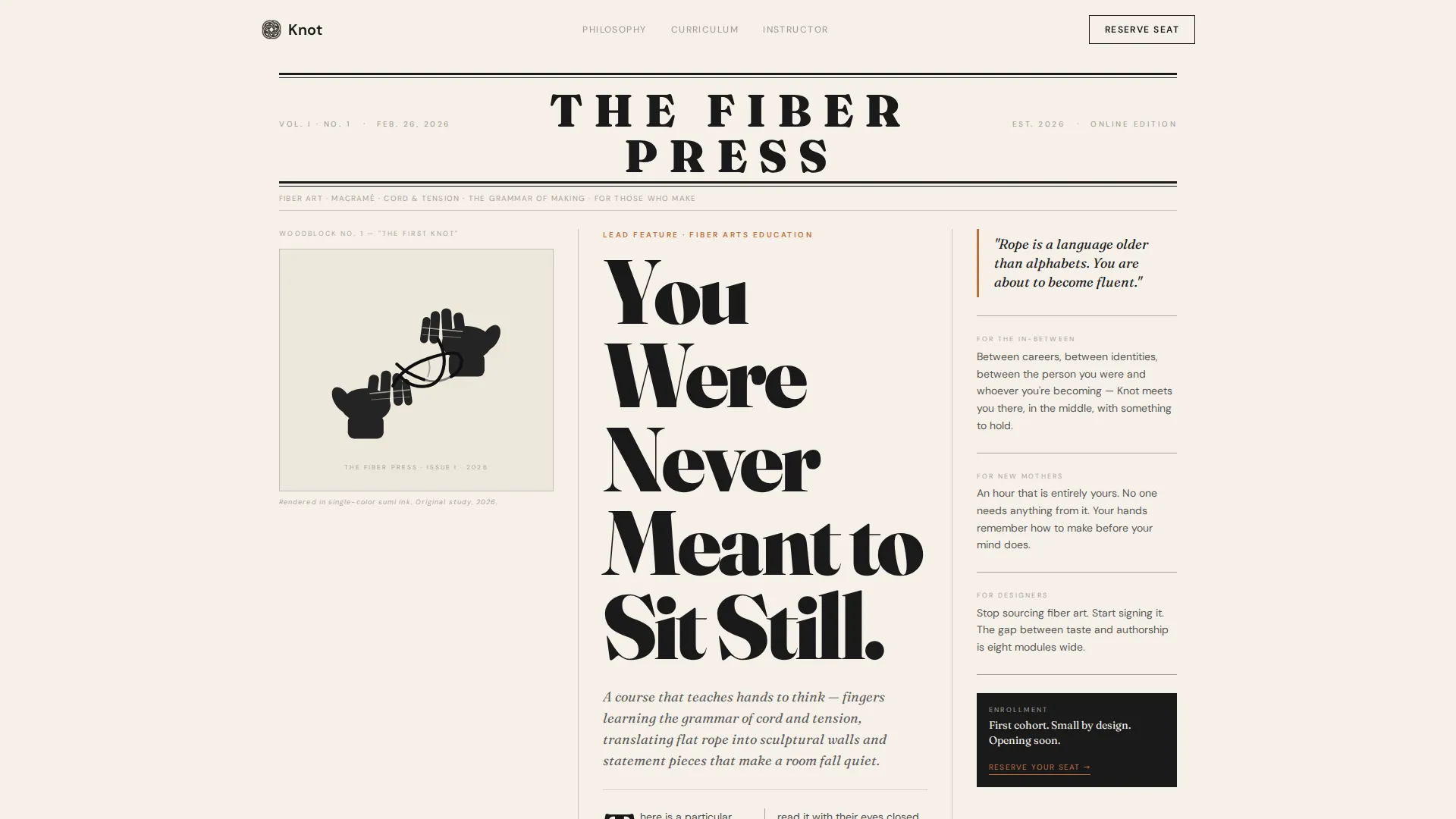Macramé & Fiber Art Course Landing Page Template