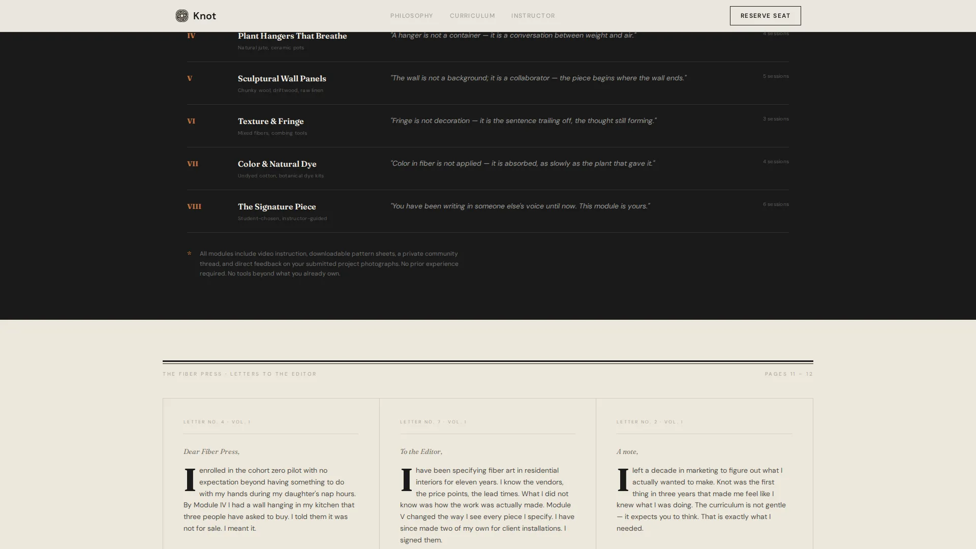Macramé & Fiber Art Course Landing Page Template