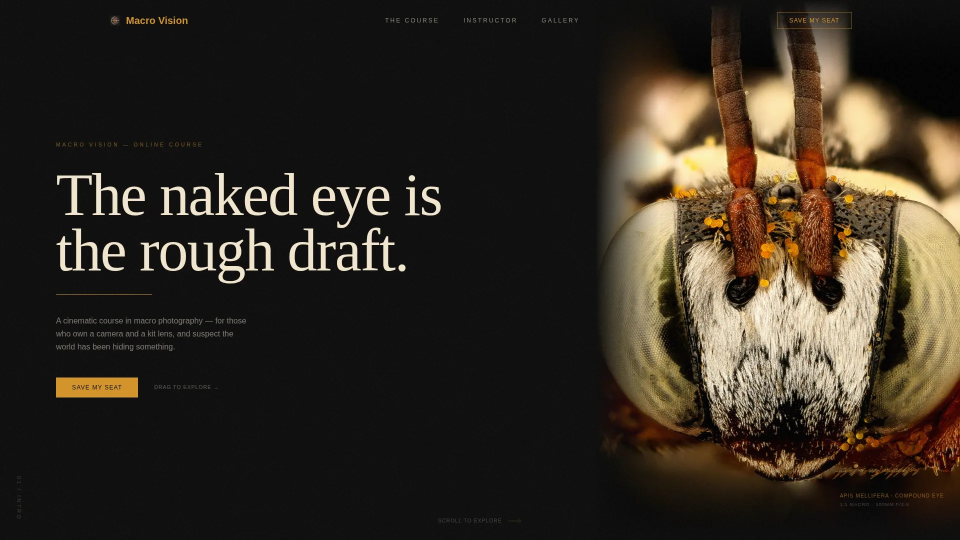 Macro Photography Course Landing Page Template