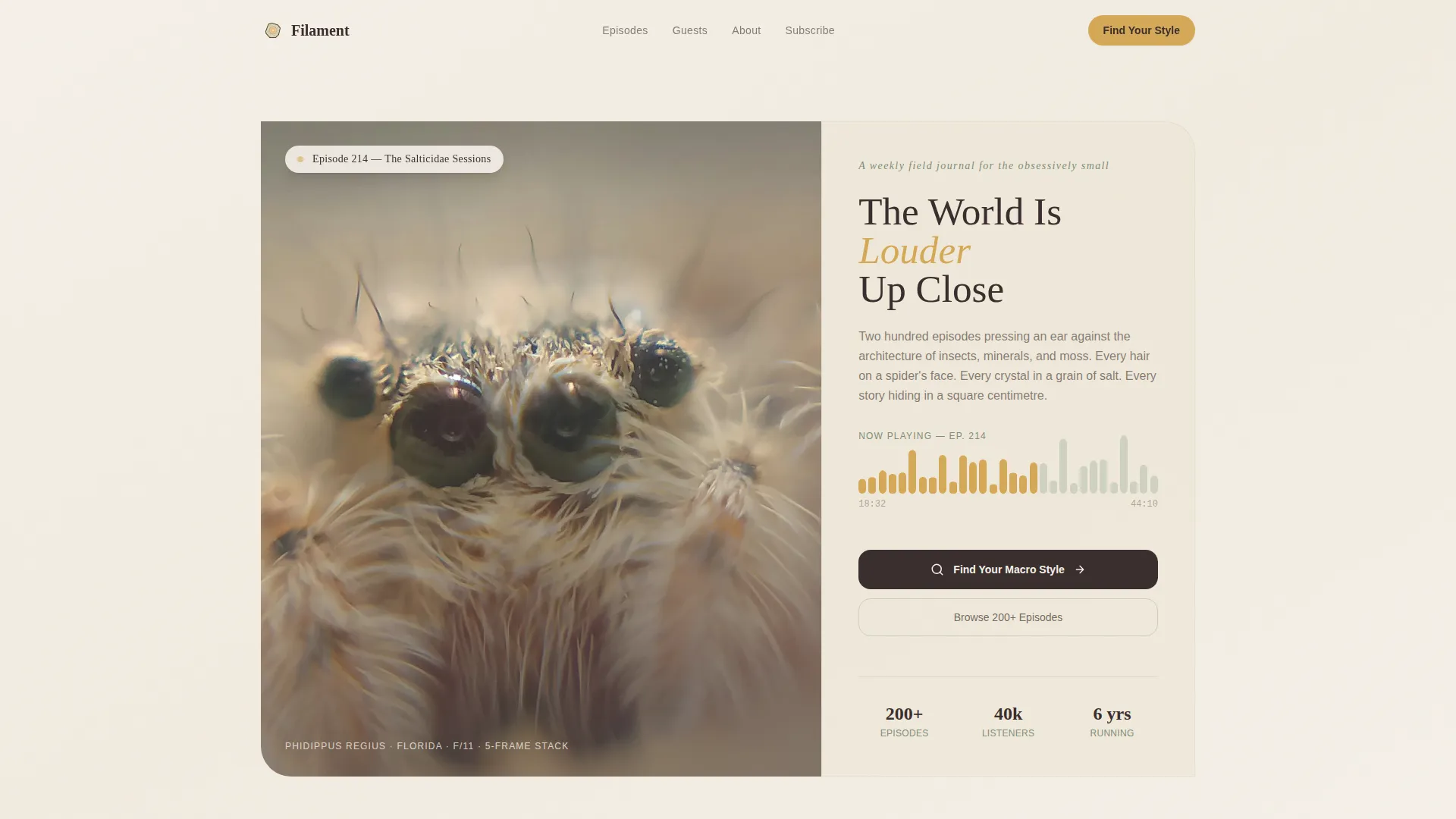 Macro Photography Podcast Landing Page Template