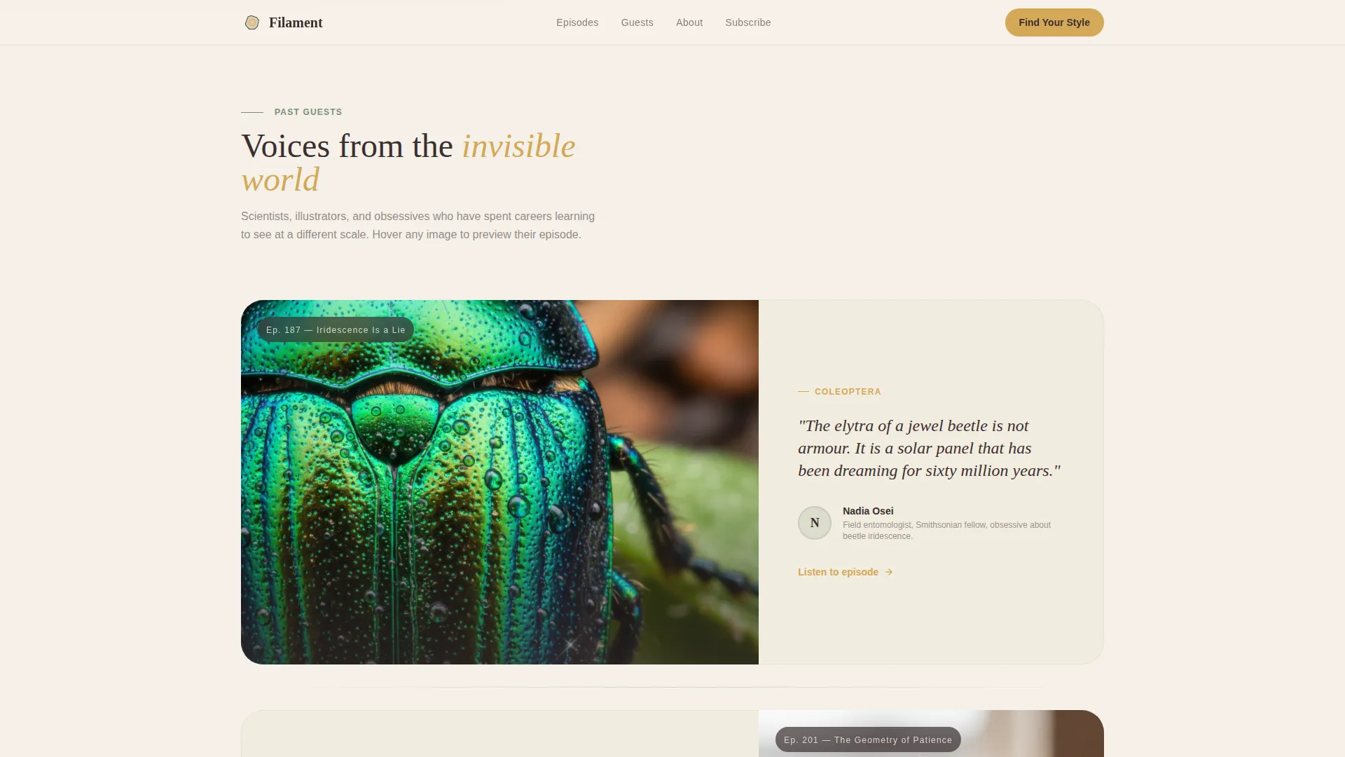 Macro Photography Podcast Landing Page Template