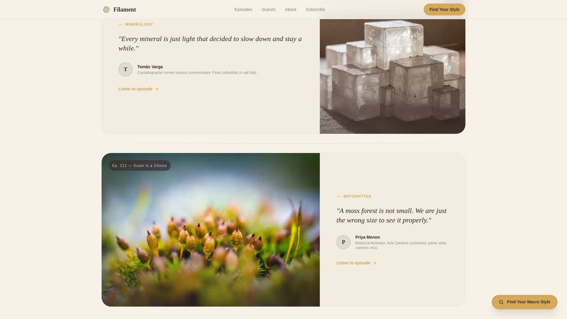 Macro Photography Podcast Landing Page Template