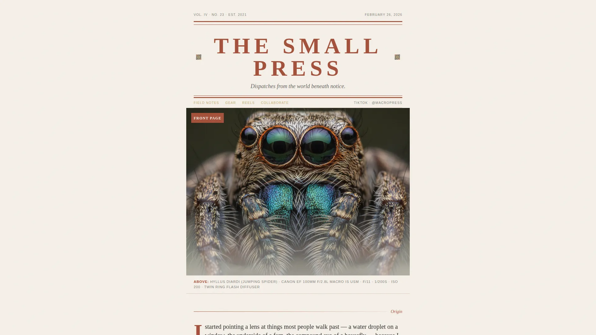 Macro Photography Landing Page Template