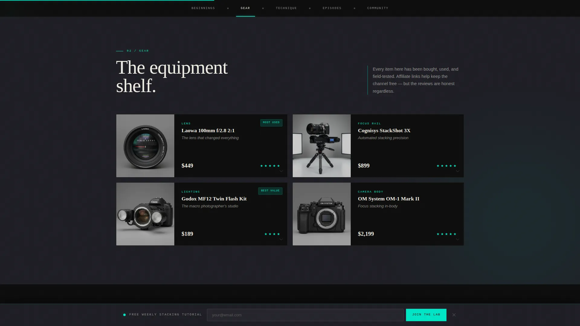 Cinematic Macro Photography Landing Page Template