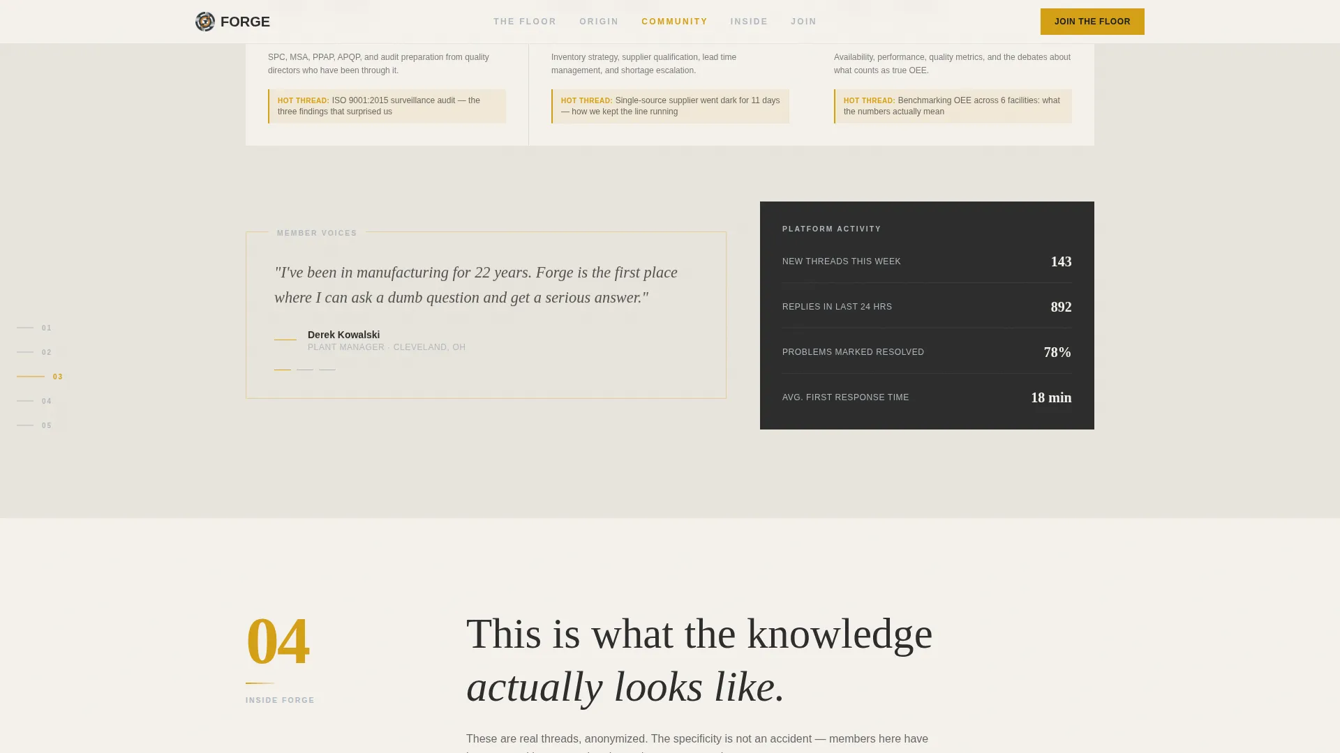 Manufacturing Community Forum Landing Page Template