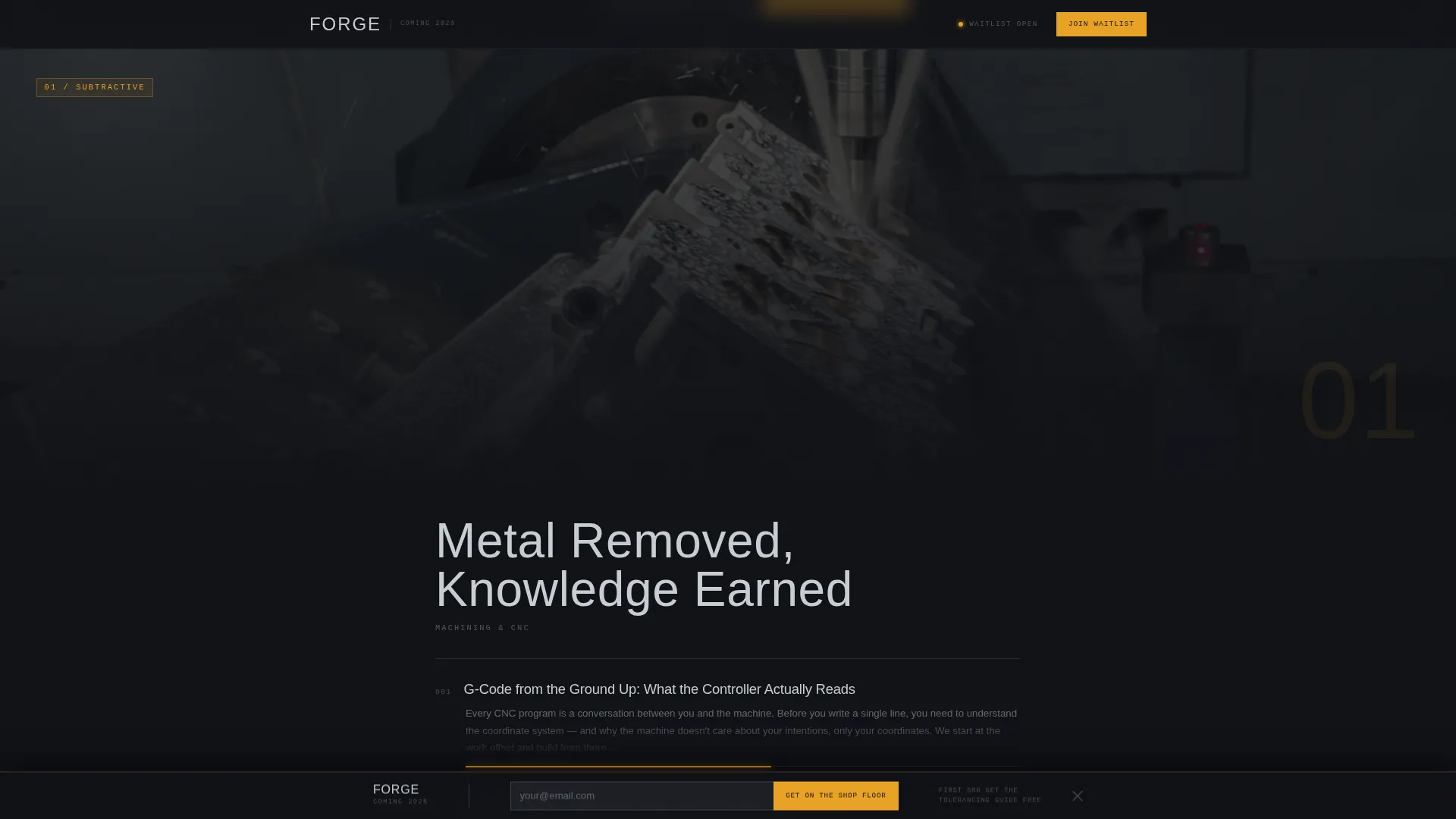 Cinematic Manufacturing Blog Waitlist Landing Page