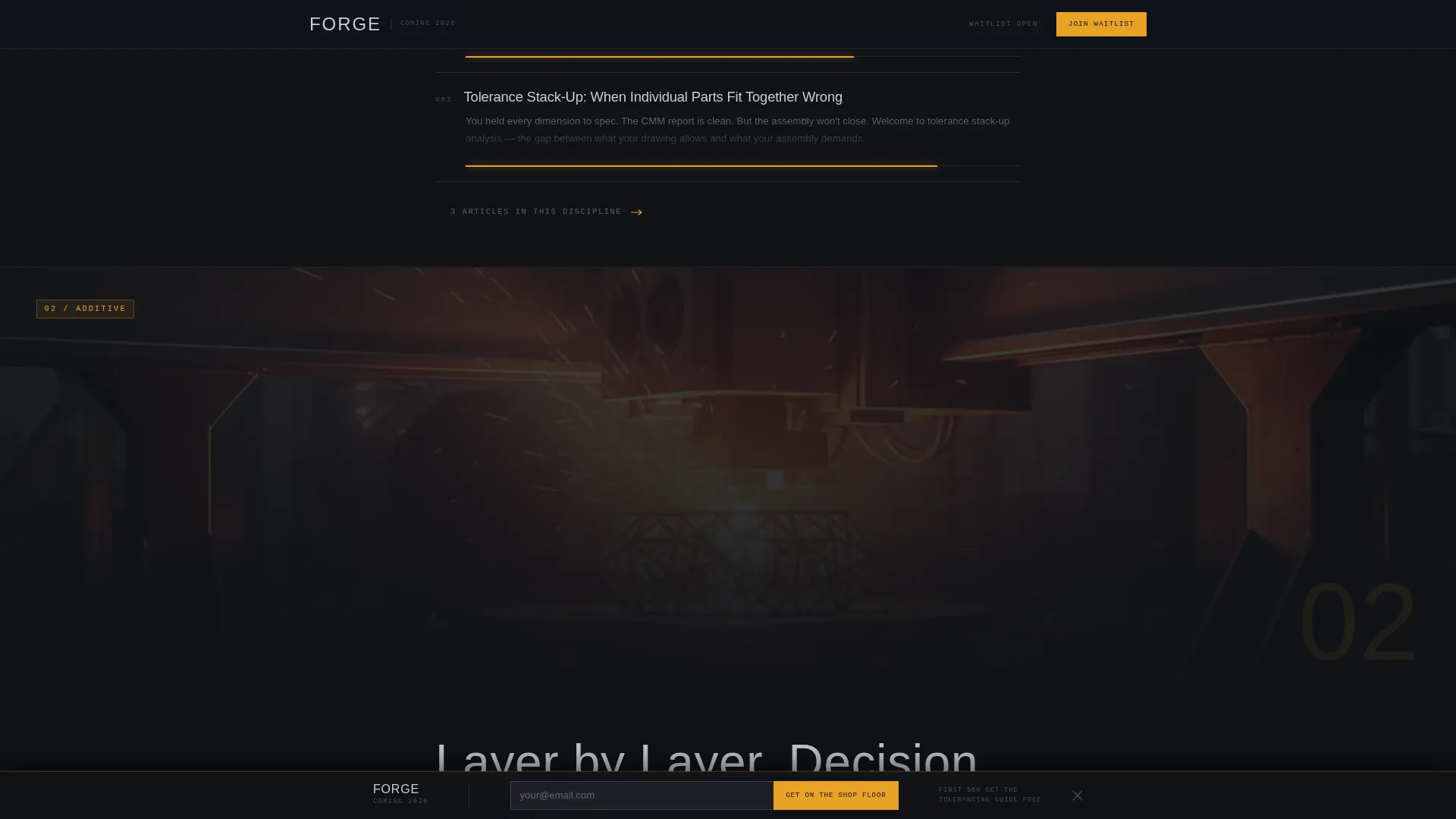 Cinematic Manufacturing Blog Waitlist Landing Page