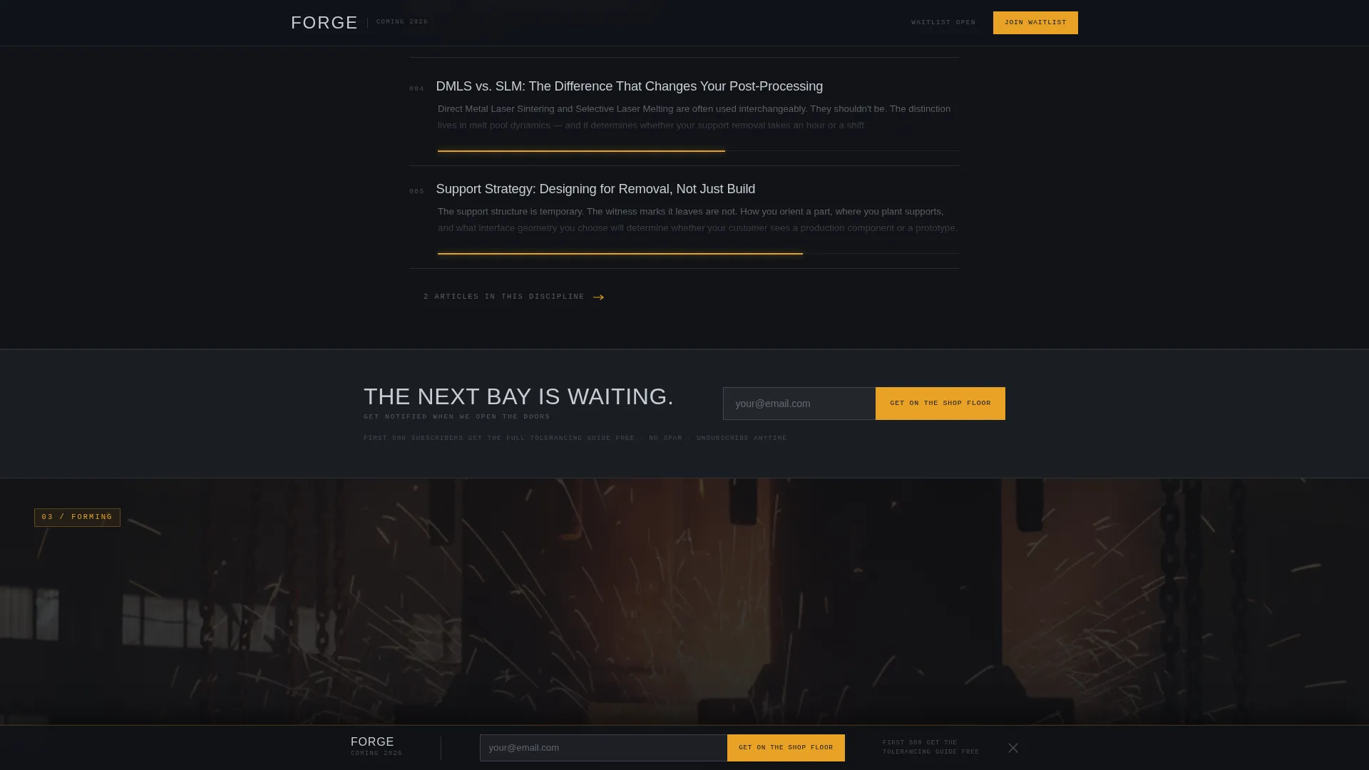 Cinematic Manufacturing Blog Waitlist Landing Page