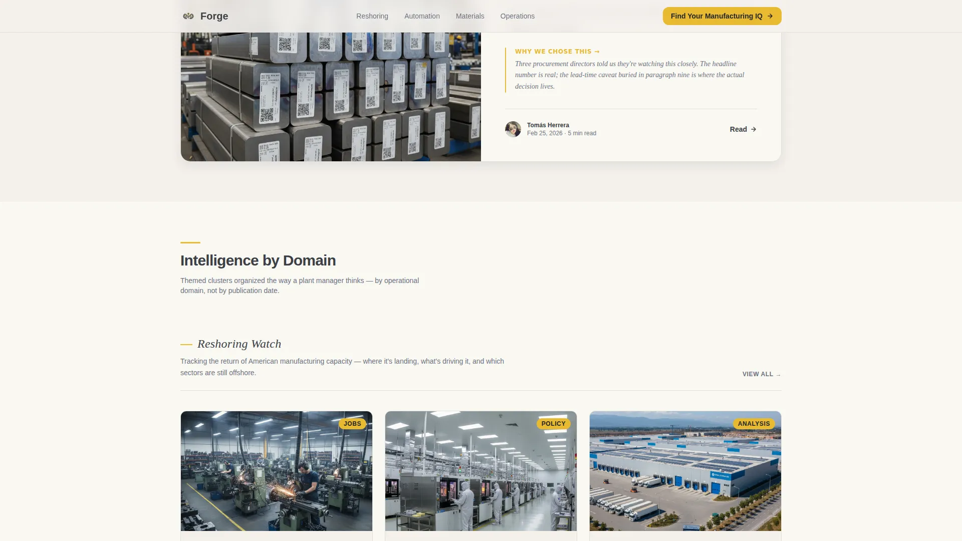 Industrial Manufacturing News Blog Landing Page Template