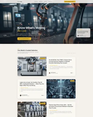 Industrial Manufacturing News Blog Landing Page Template