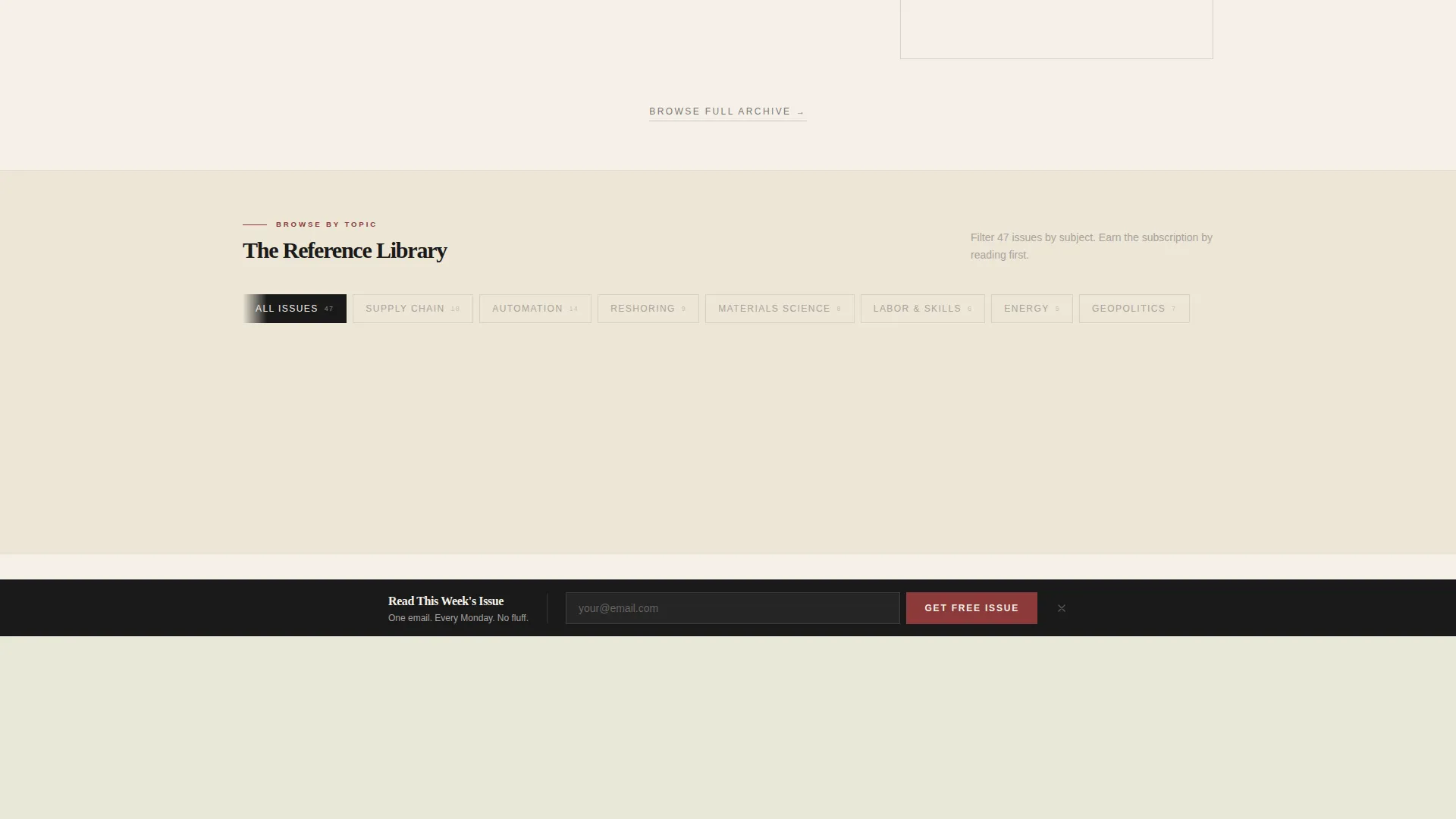 Bold Manufacturing Newsletter Landing Page
