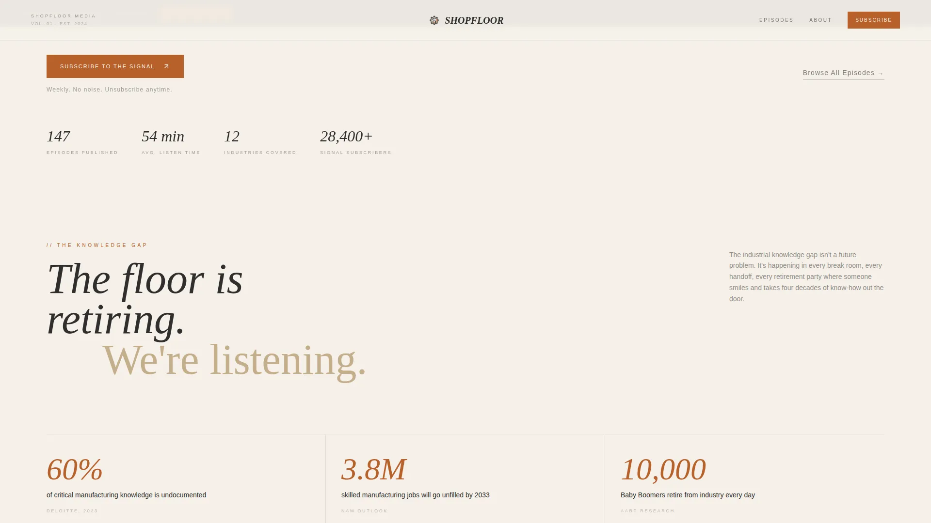 Manufacturing Podcast Editorial Landing Page Template