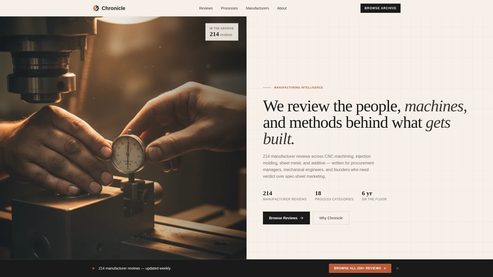 Manufacturing Review Blog Landing Page Template