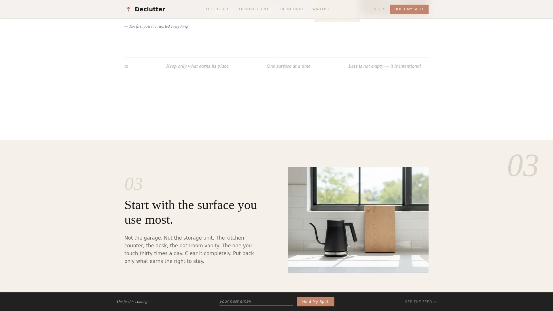 Minimalism & Decluttering Instagram Landing Page