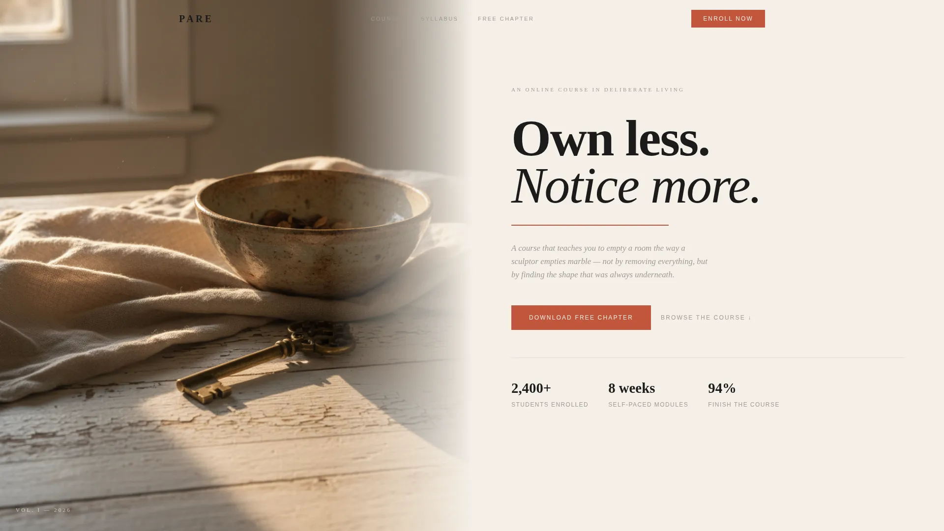 Elegant Decluttering Course Landing Page Template
