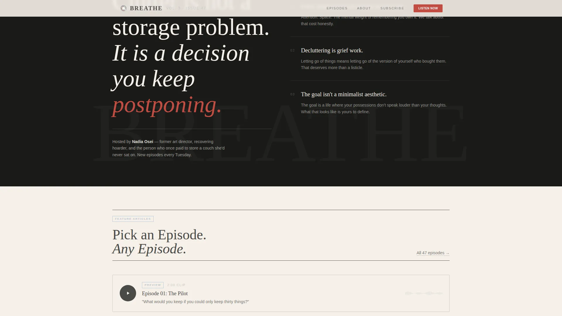 Minimalism Podcast Landing Page Template