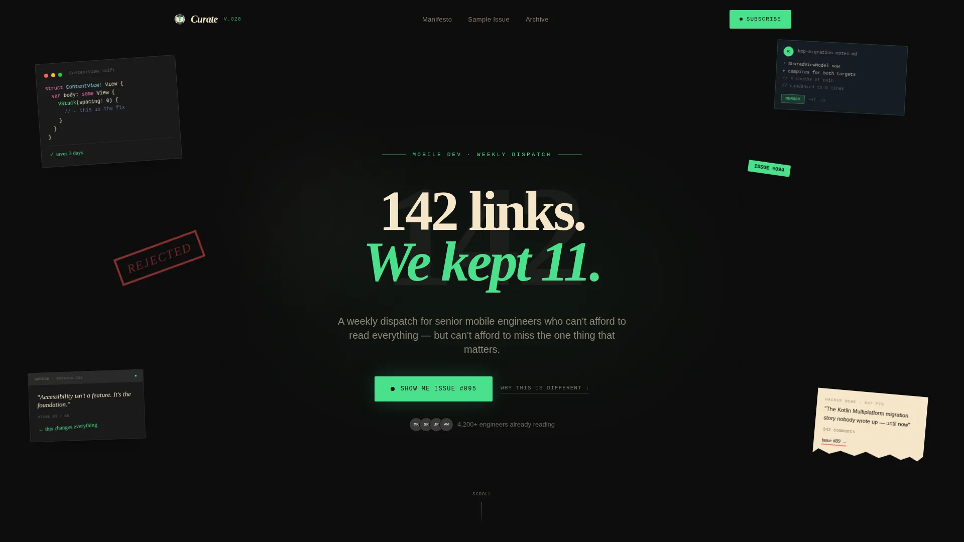 Cinematic Dark Mobile Dev Newsletter Landing Page