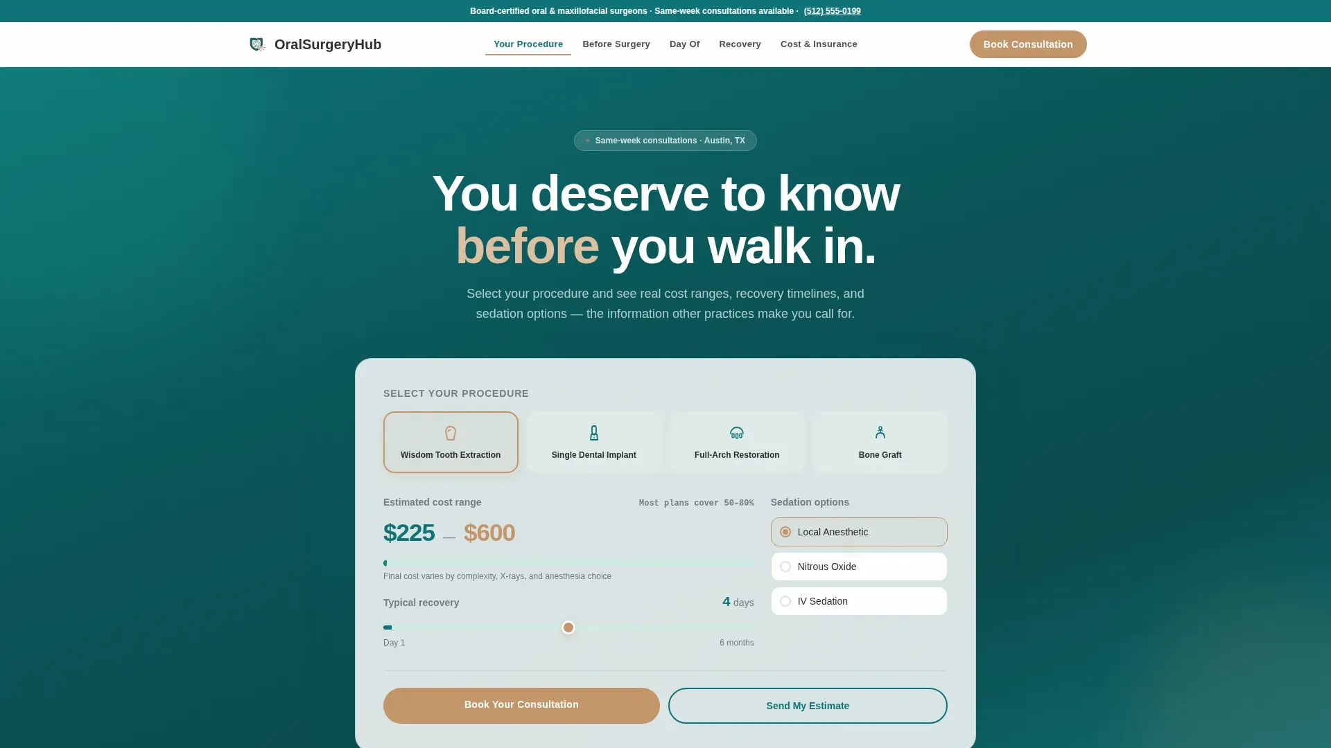 Oral Surgeon Booking Website Template