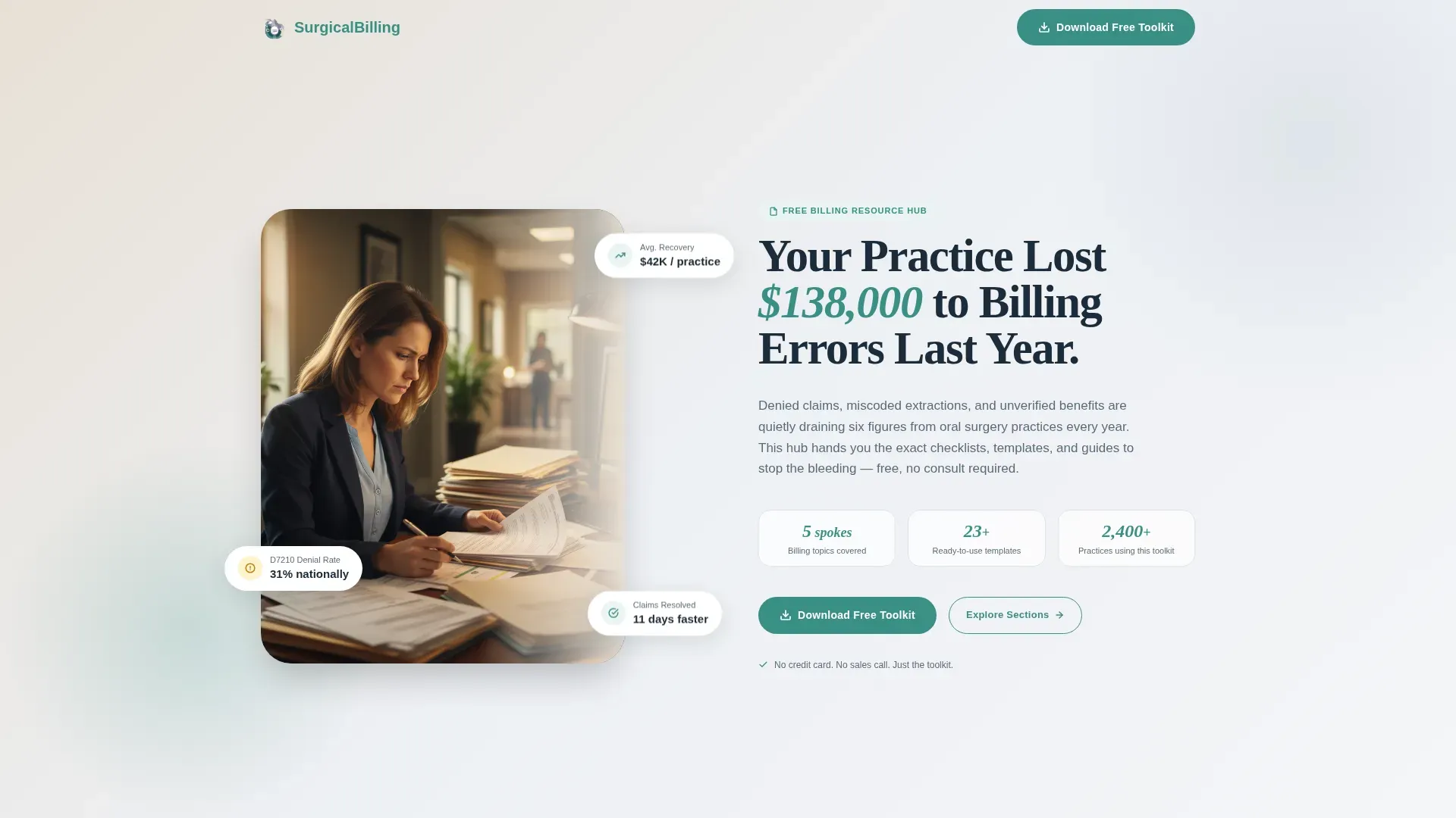 Streamlined Oral Surgeon Landing Page Template