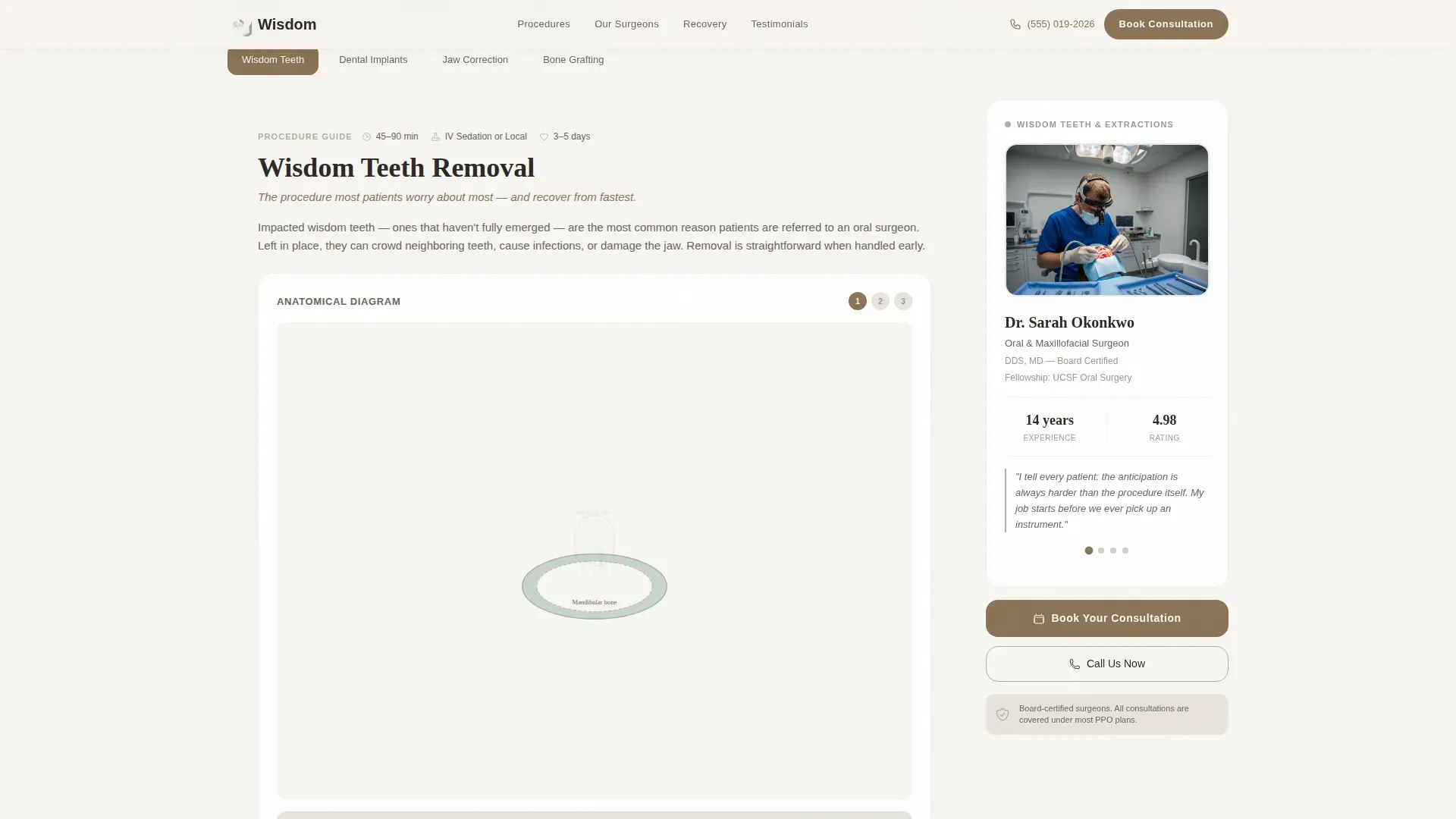 Oral Surgeon Landing Page Template for Patient Education
