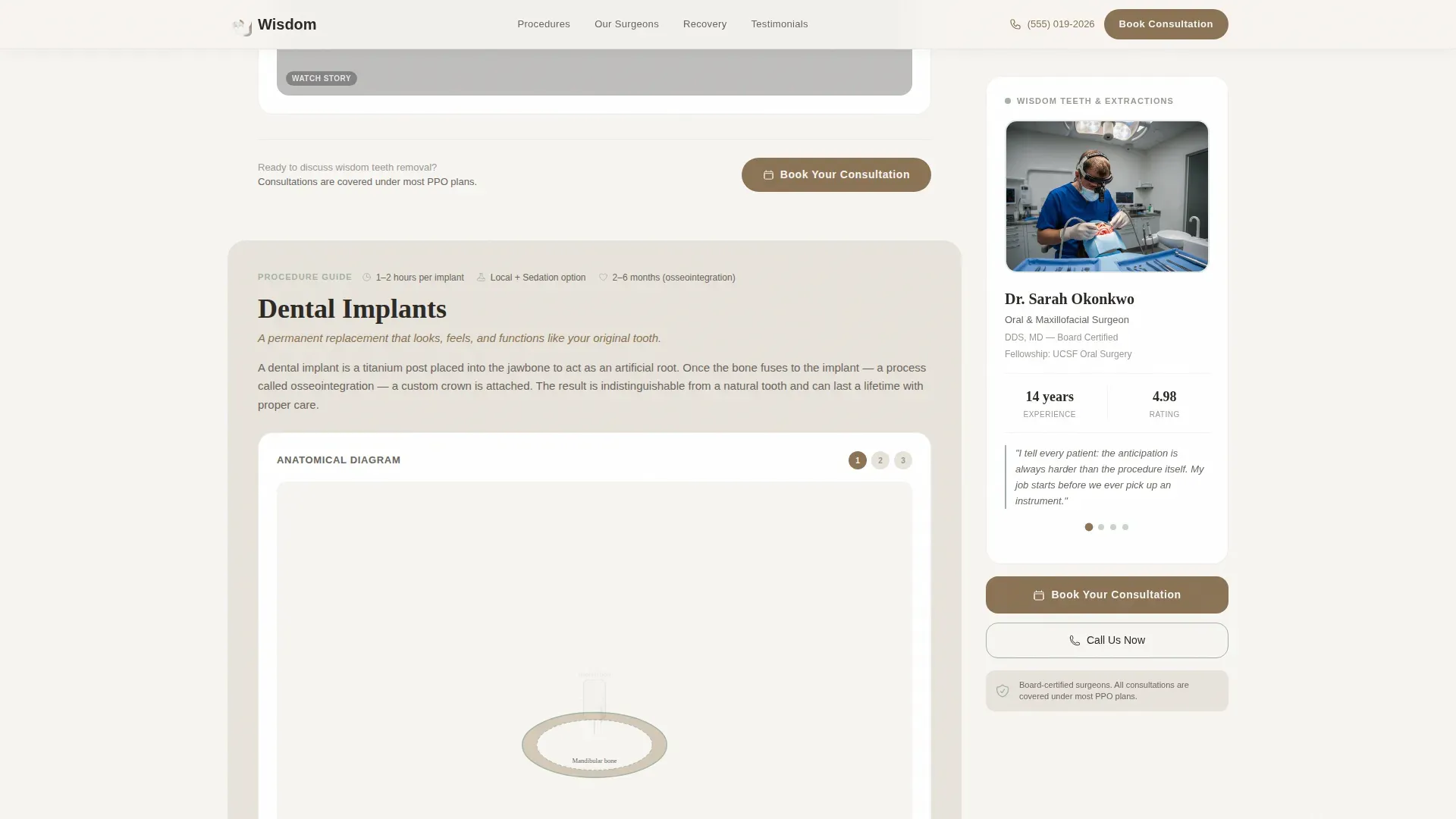 Oral Surgeon Landing Page Template for Patient Education