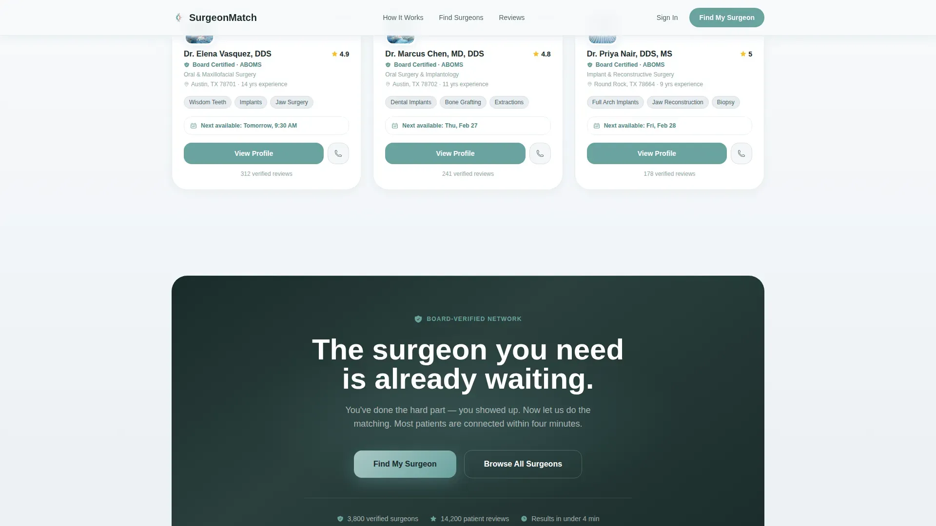 Oral Surgeon Reviews Website Template