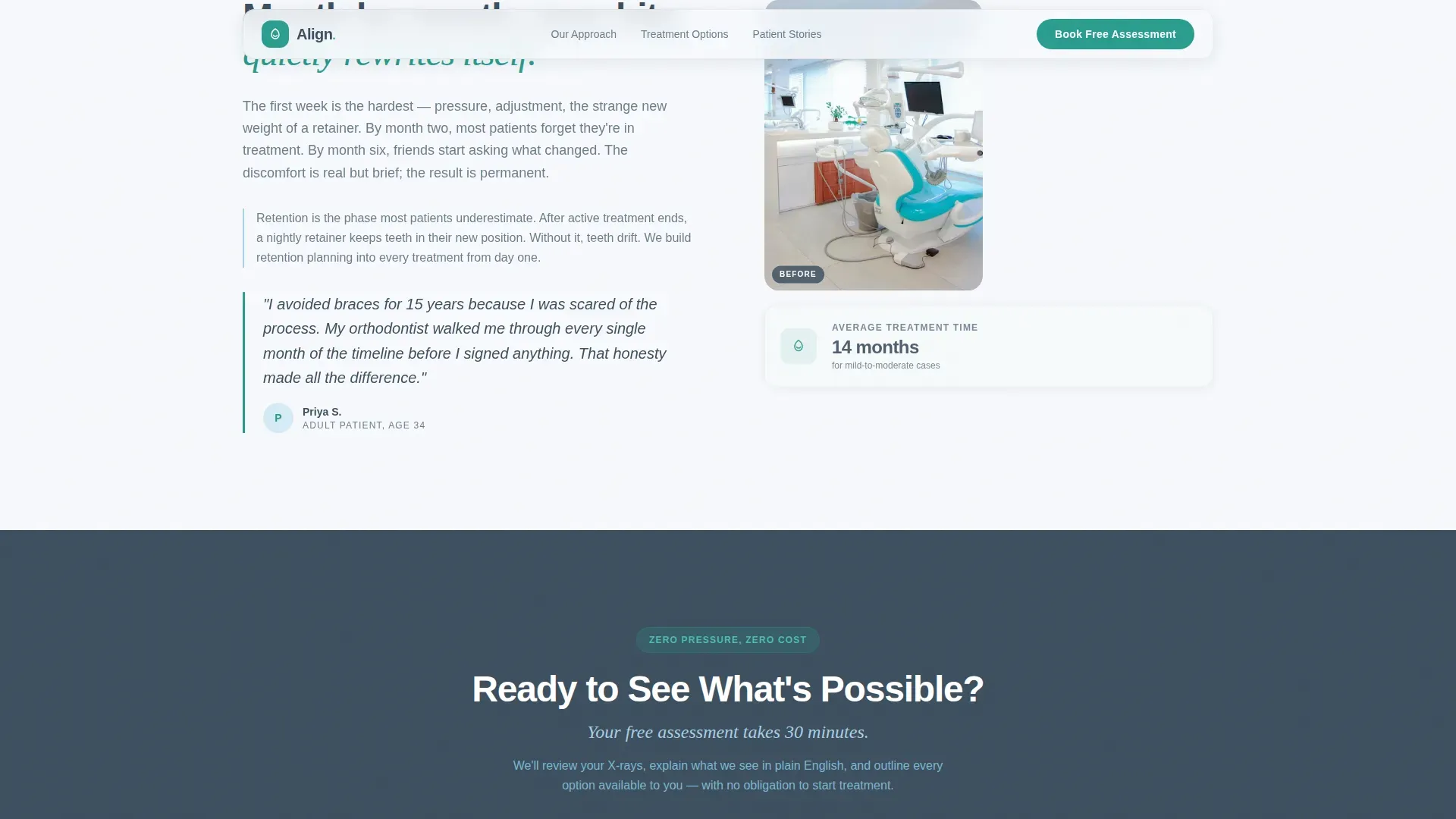 Orthodontist Free Assessment & Patient Education Website Template