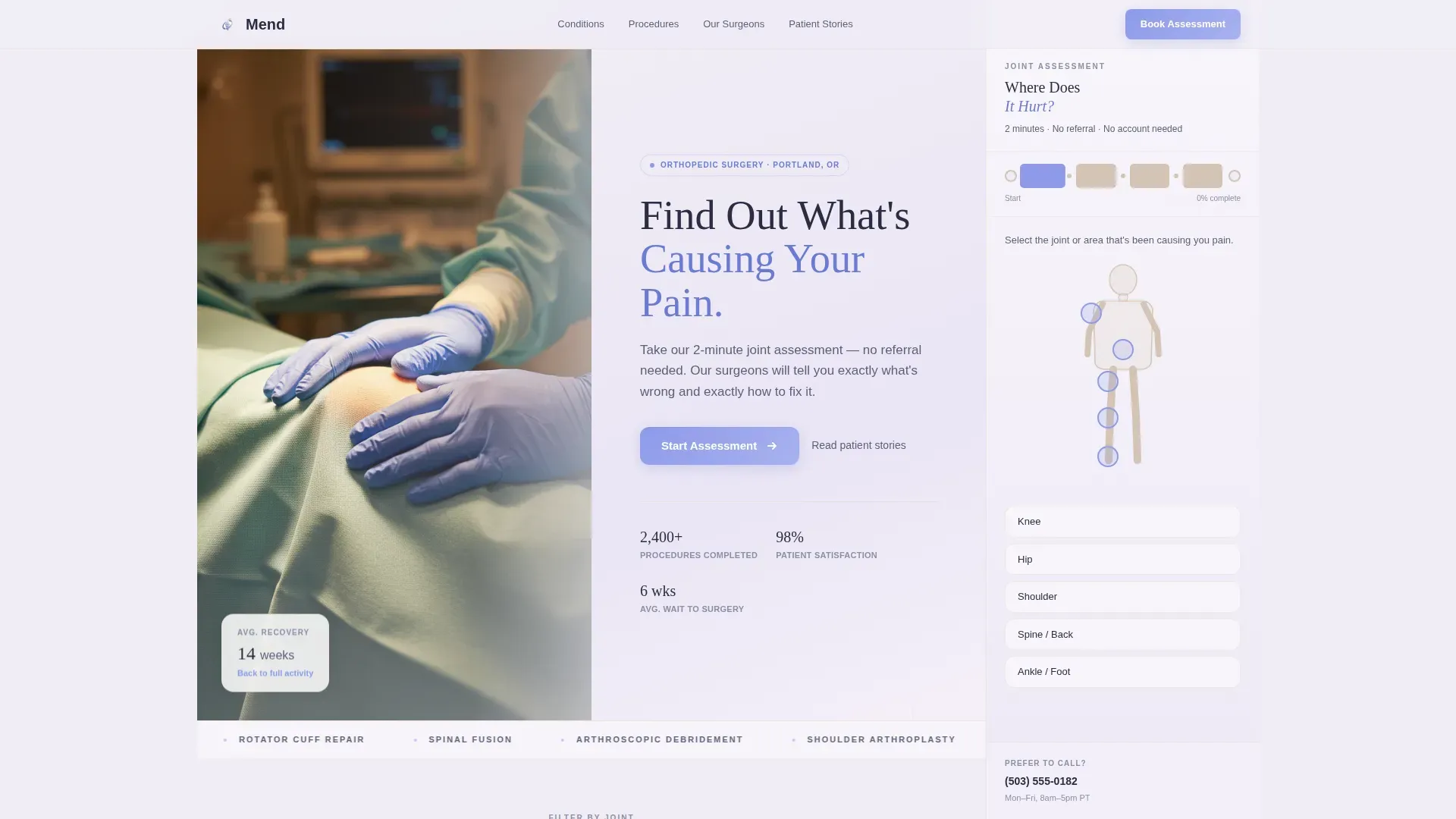Orthopedic Surgeon Booking Website Template
