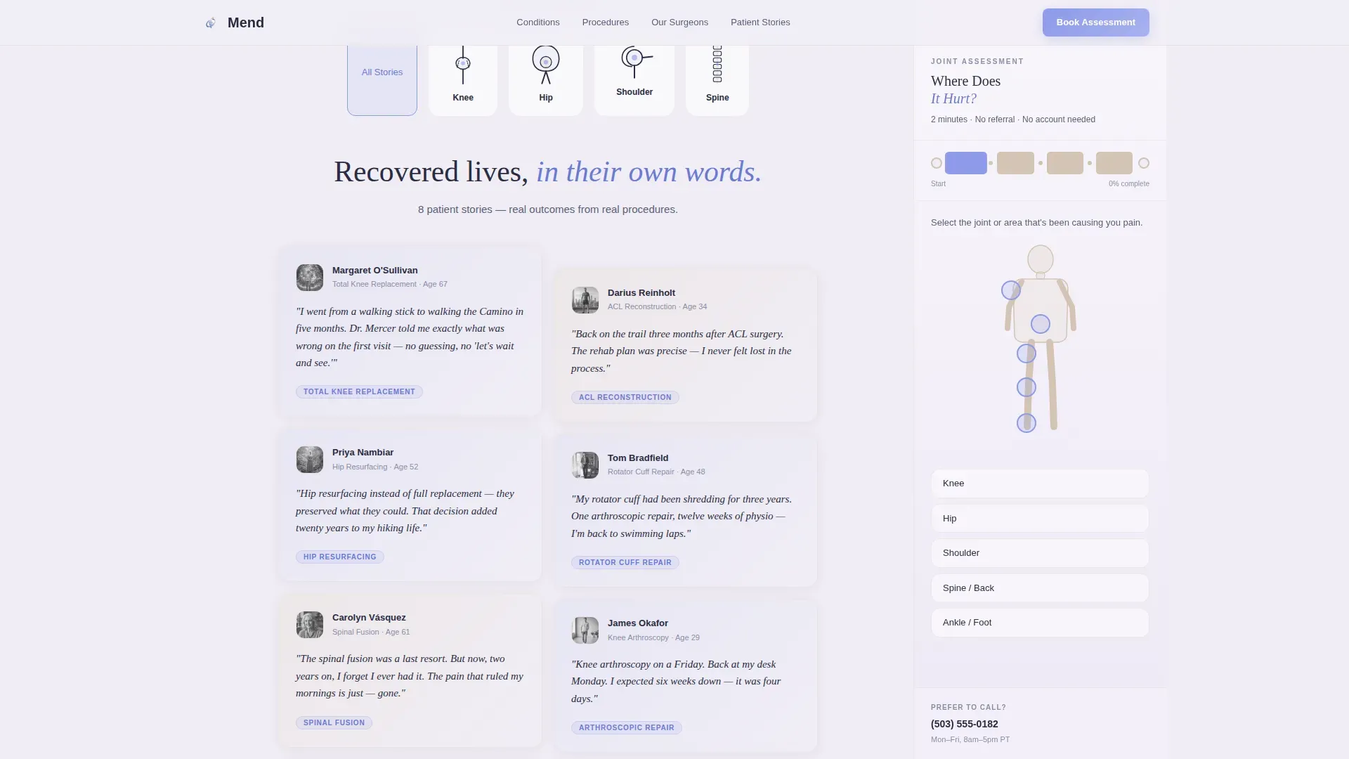 Orthopedic Surgeon Booking Website Template
