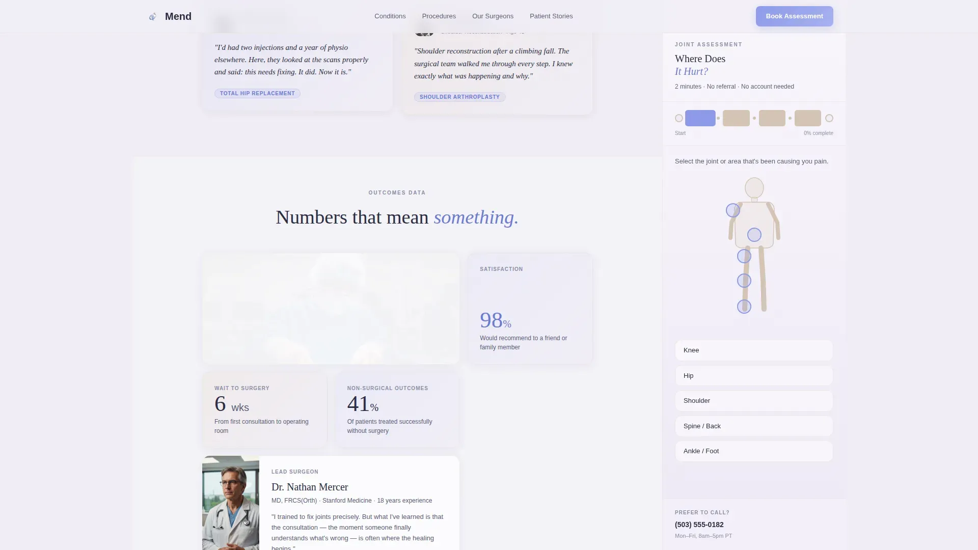 Orthopedic Surgeon Booking Website Template