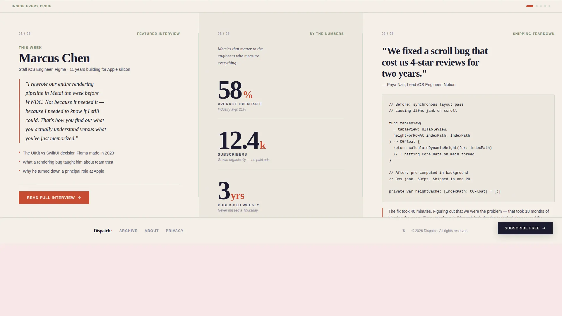 Artisan Developer Newsletter Landing Page Template