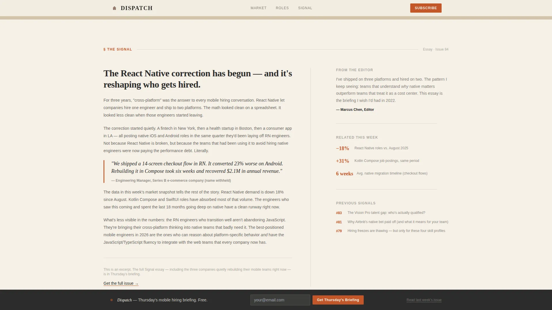 Mobile Dev Newsletter Landing Page Template