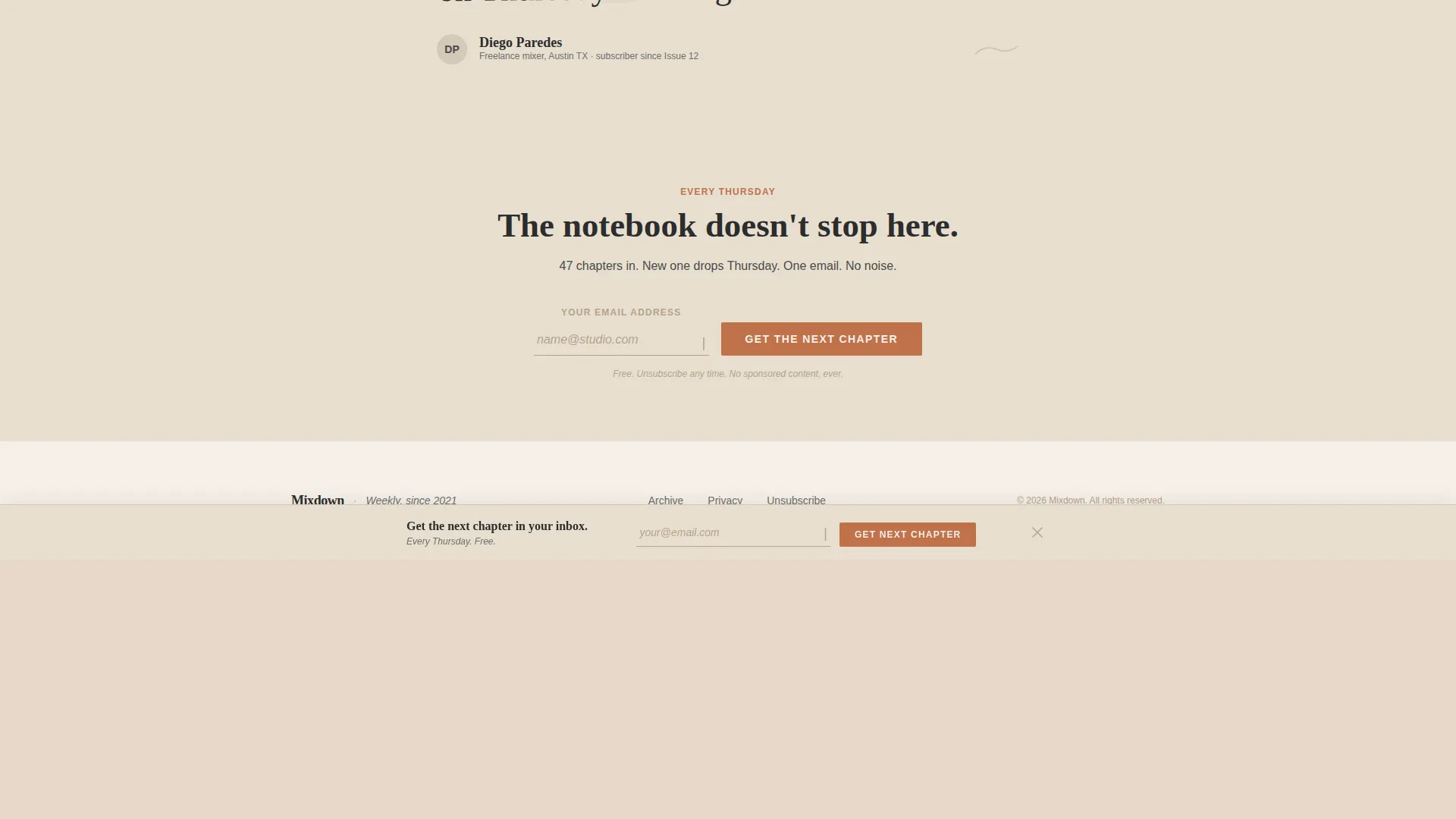 Music Production Newsletter Landing Page Template