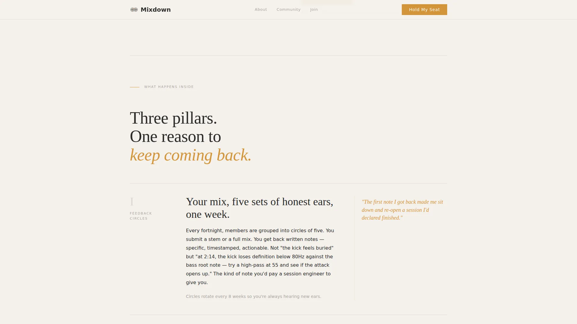 Editorial Music Community Waitlist Landing Page