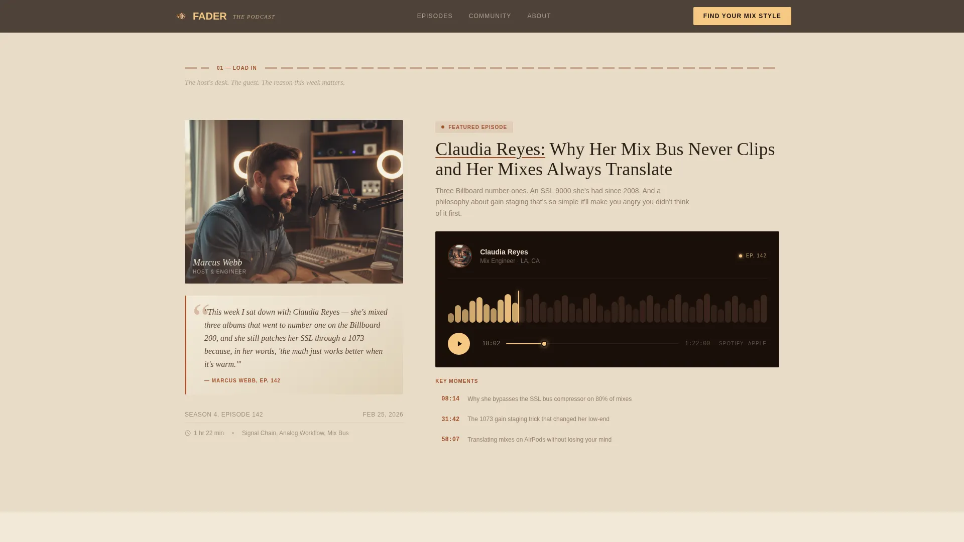 Immersive Music Production Podcast Landing Page Template