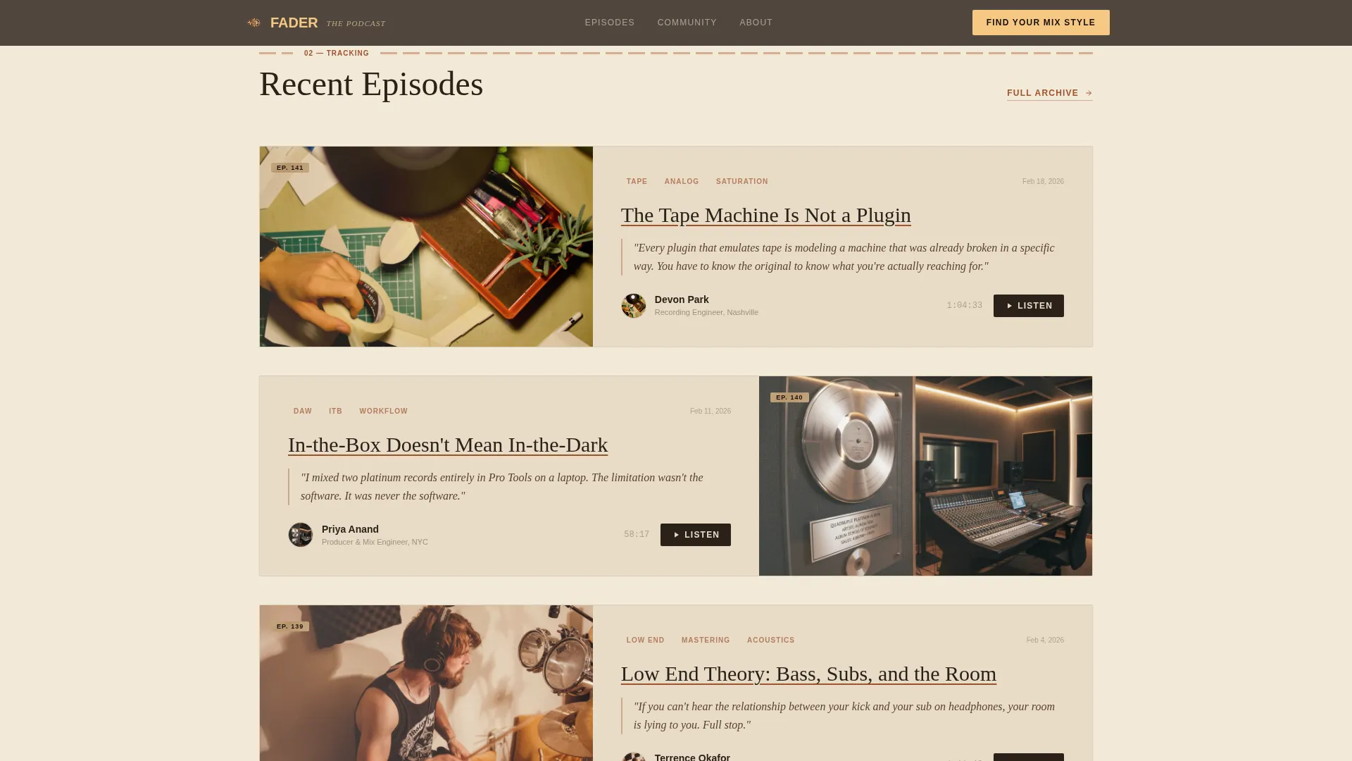 Immersive Music Production Podcast Landing Page Template